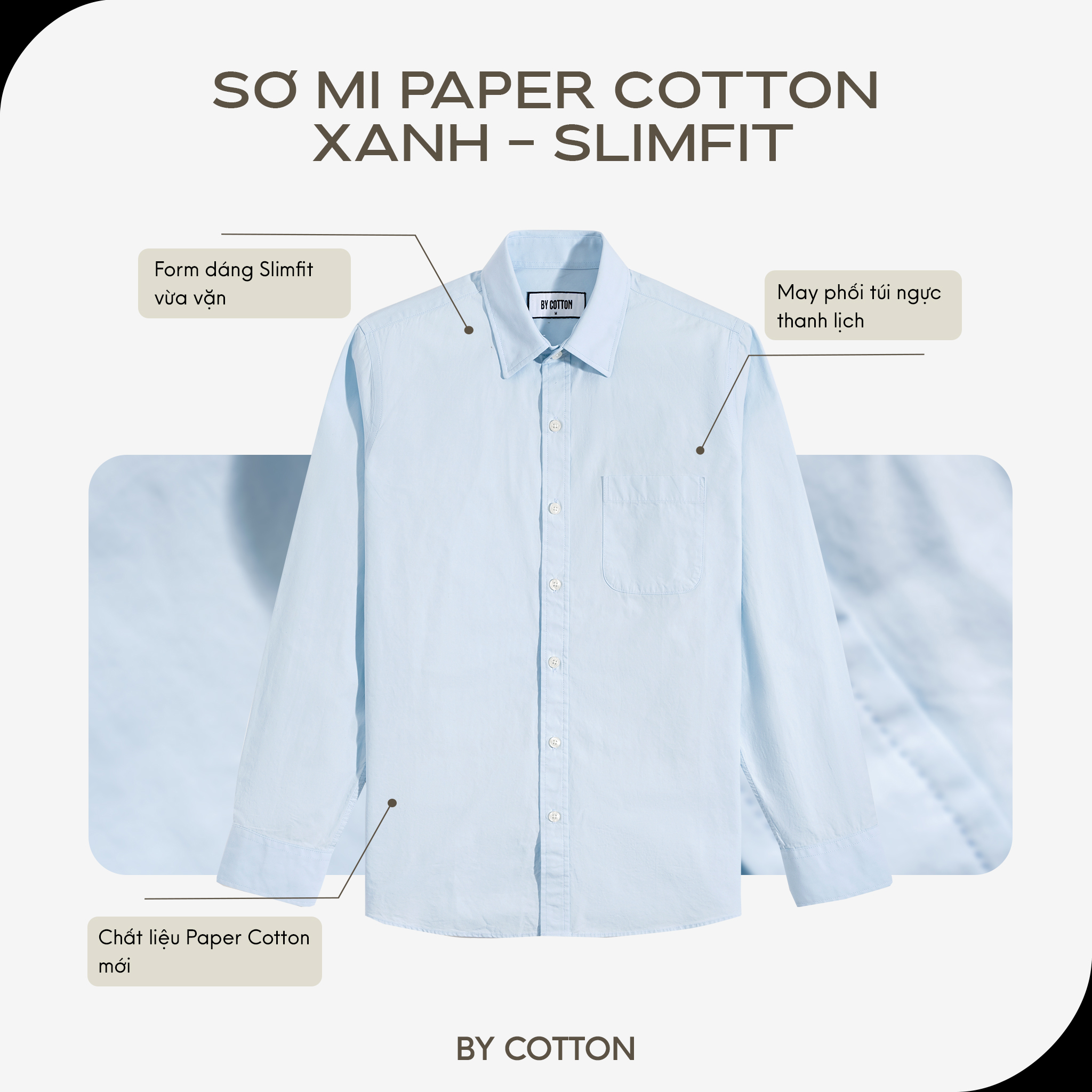 Mô tả Áo Sơ Mi Nam By Cotton Cao Cấp Dài Tay Paper Cotton Multi Color - Slimfit - 1