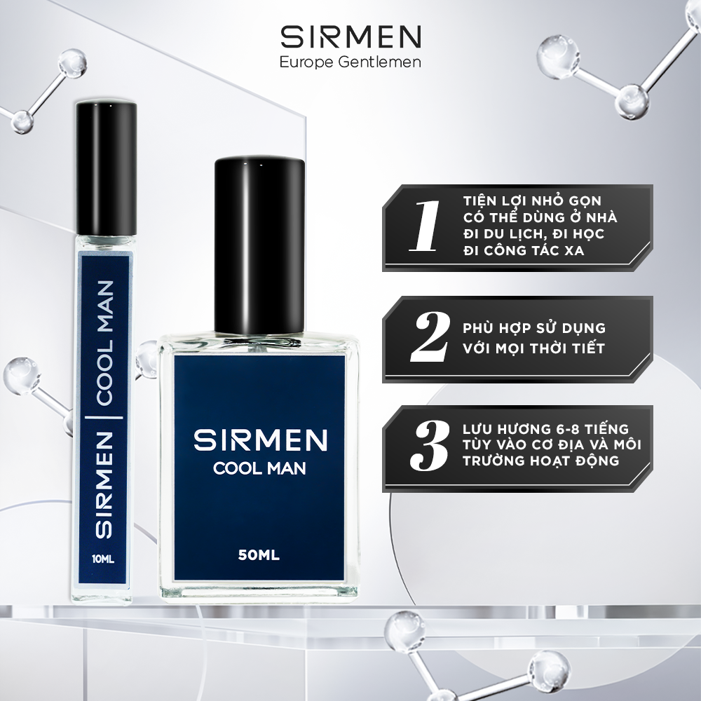 Mô tả Nước hoa nam SIRMEN COOL MAN Eau de Parfum Châu Âu cao cấp chai 10ml thơm thanh mát trẻ trung - 4