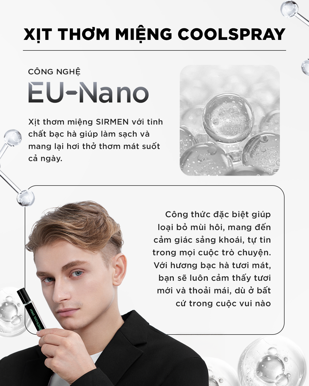 Mô tả Combo BARCELONA EUROPE Xịt thơm miệng Mint Cool Spray & 01 chai Nước hoa nam SIRMEN Eau de Parfum Châu Âu Europe - 4