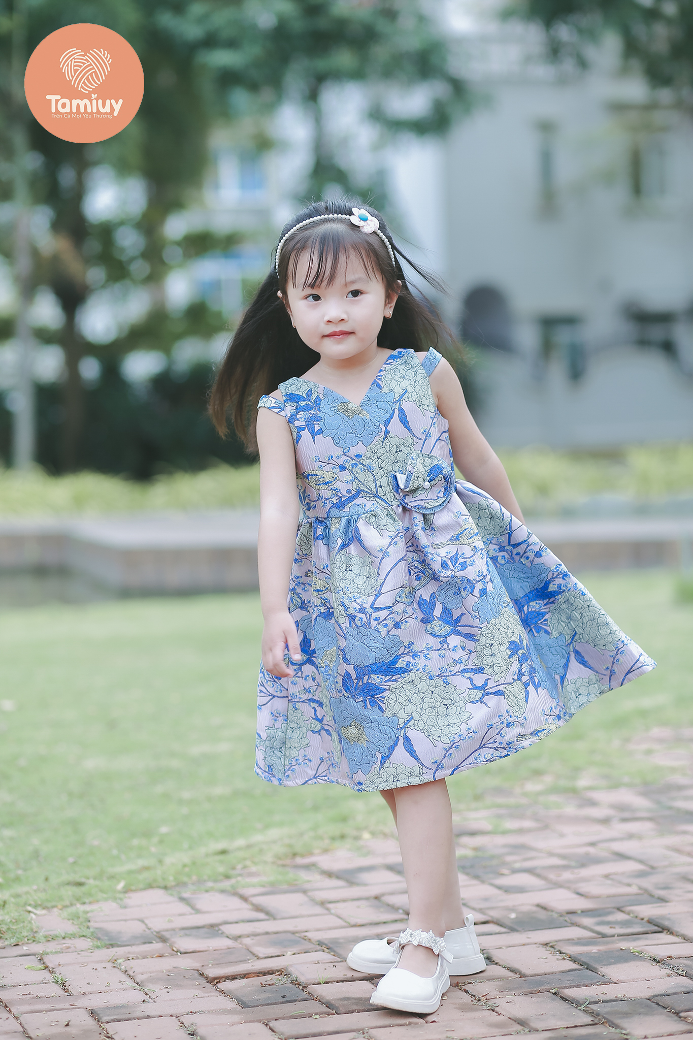 Mô tả Đầm Xòe Vải Gấm Hoạ Tiết Bông Tamiuy Dành Cho Bé Gái (10-40kg) - 2