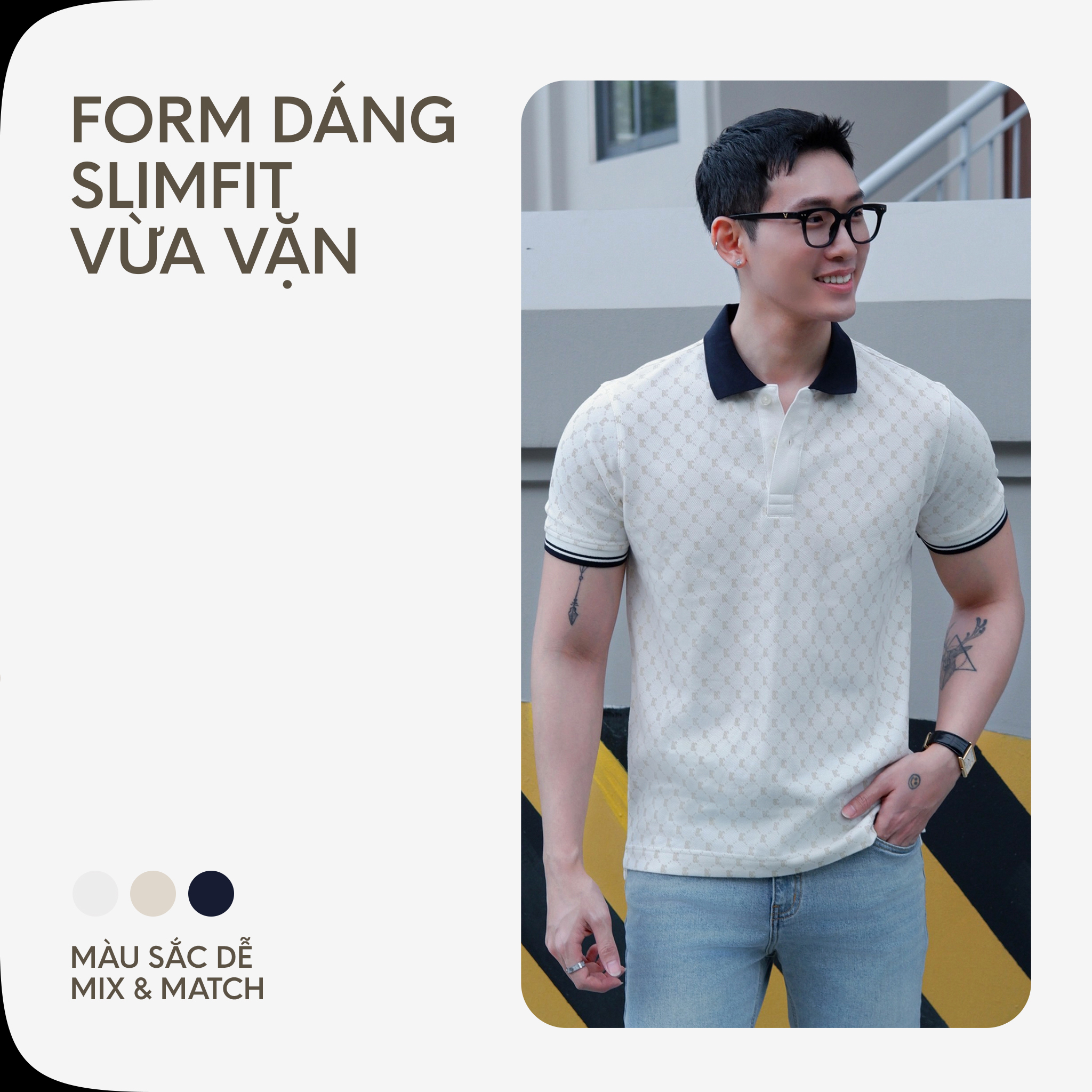 Mô tả Áo Thun Polo Nam By Cotton Cao Cấp Pique Trắng In Tràn Monogram BC - 3