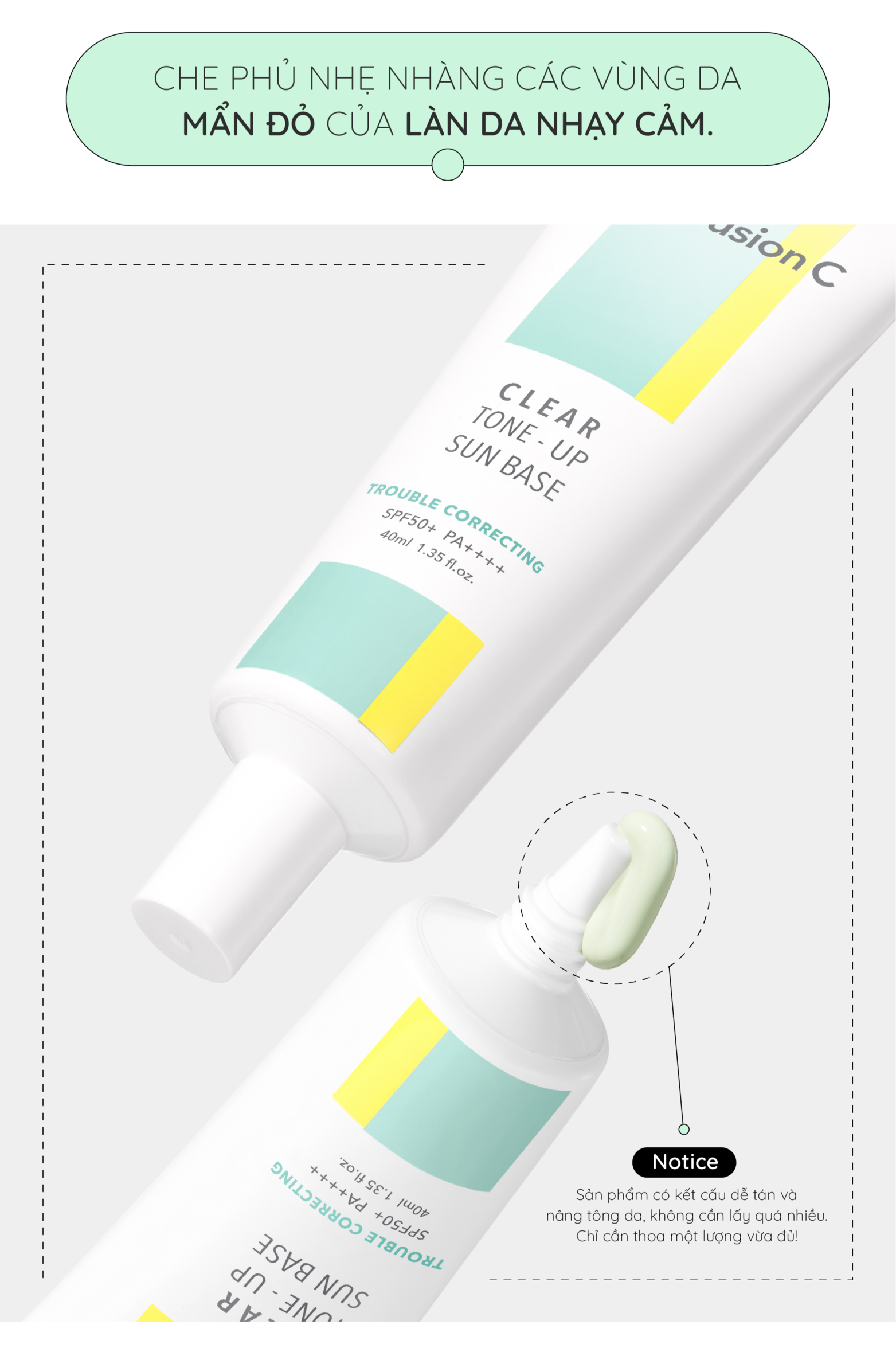 Mô tả Kem chống nắng nâng tone da dầu mụn Cell Fusion C Clear Tone-Up Sun Base SPF50+ PA++++ 40ml hiệu chỉnh da ửng đỏ - 9