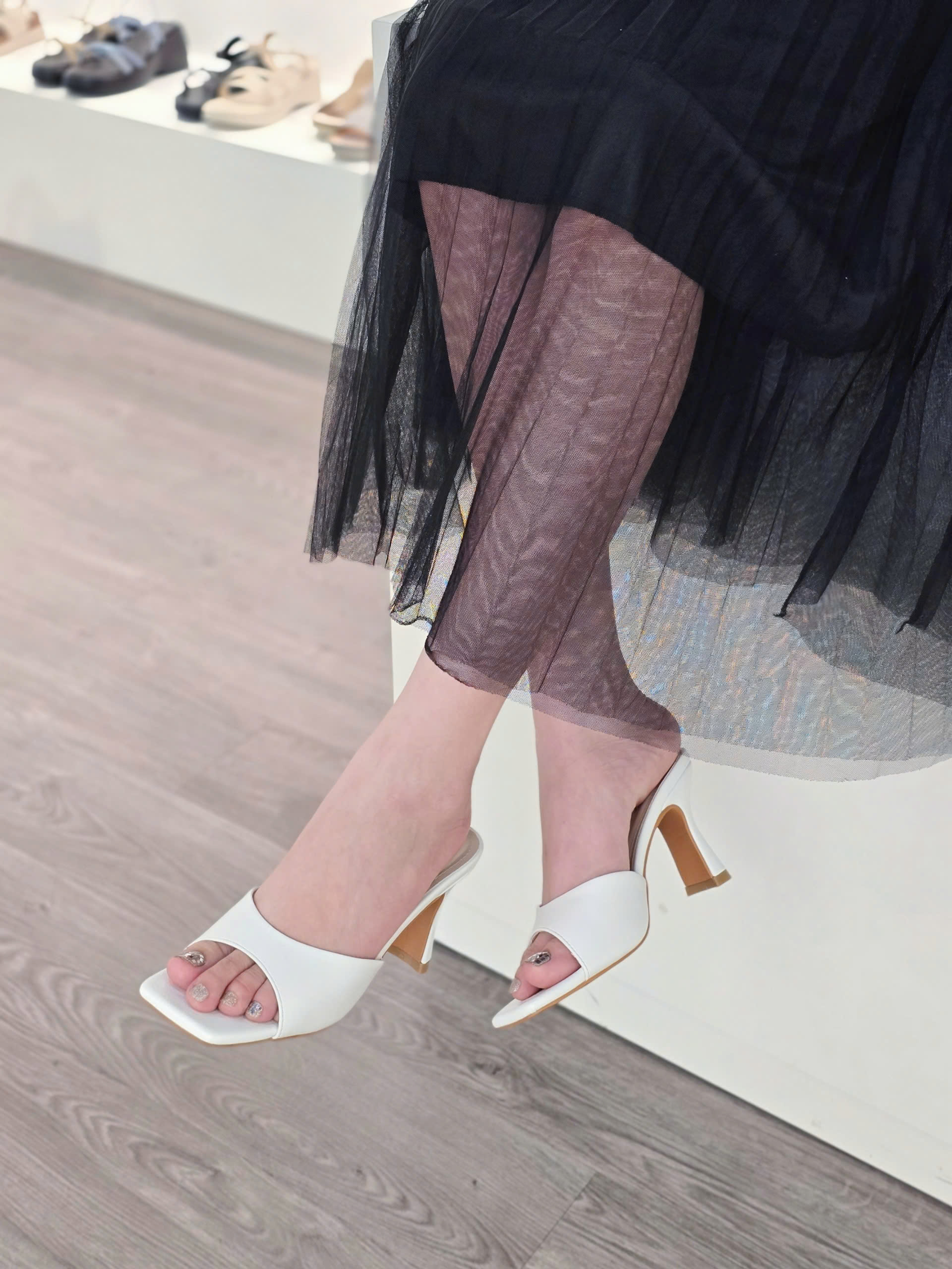 Mô tả Guốc Cao Gót Quai Ngang Nữ Cillie Mặt Da Cao Cấp Chắc Chắn GU13 - 1