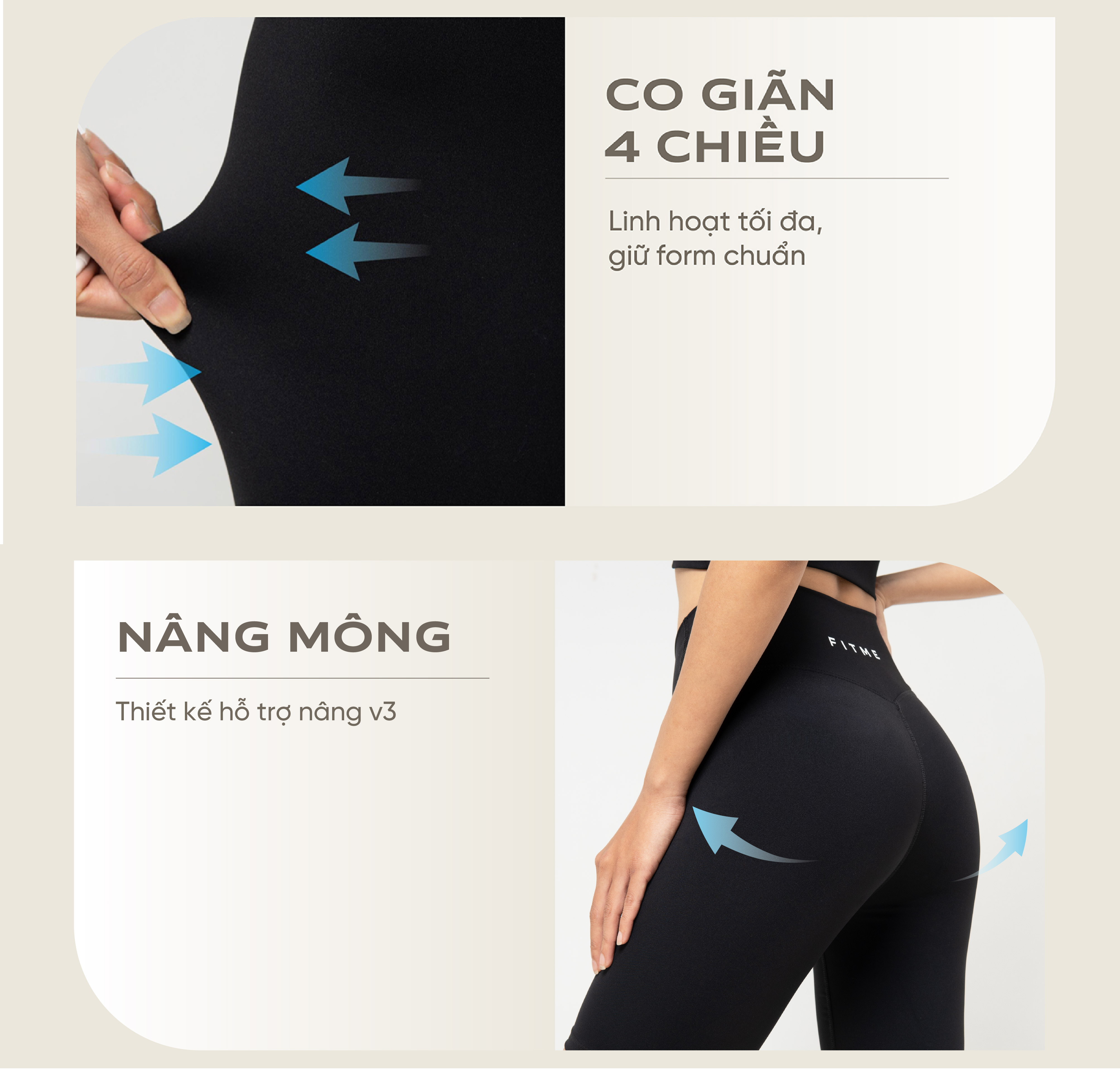 Mô tả Quần đùi tập gym yoga Fitme legging nữ cạp cao tôn dáng co giãn 4 chiều cao cấp QNTG - 5