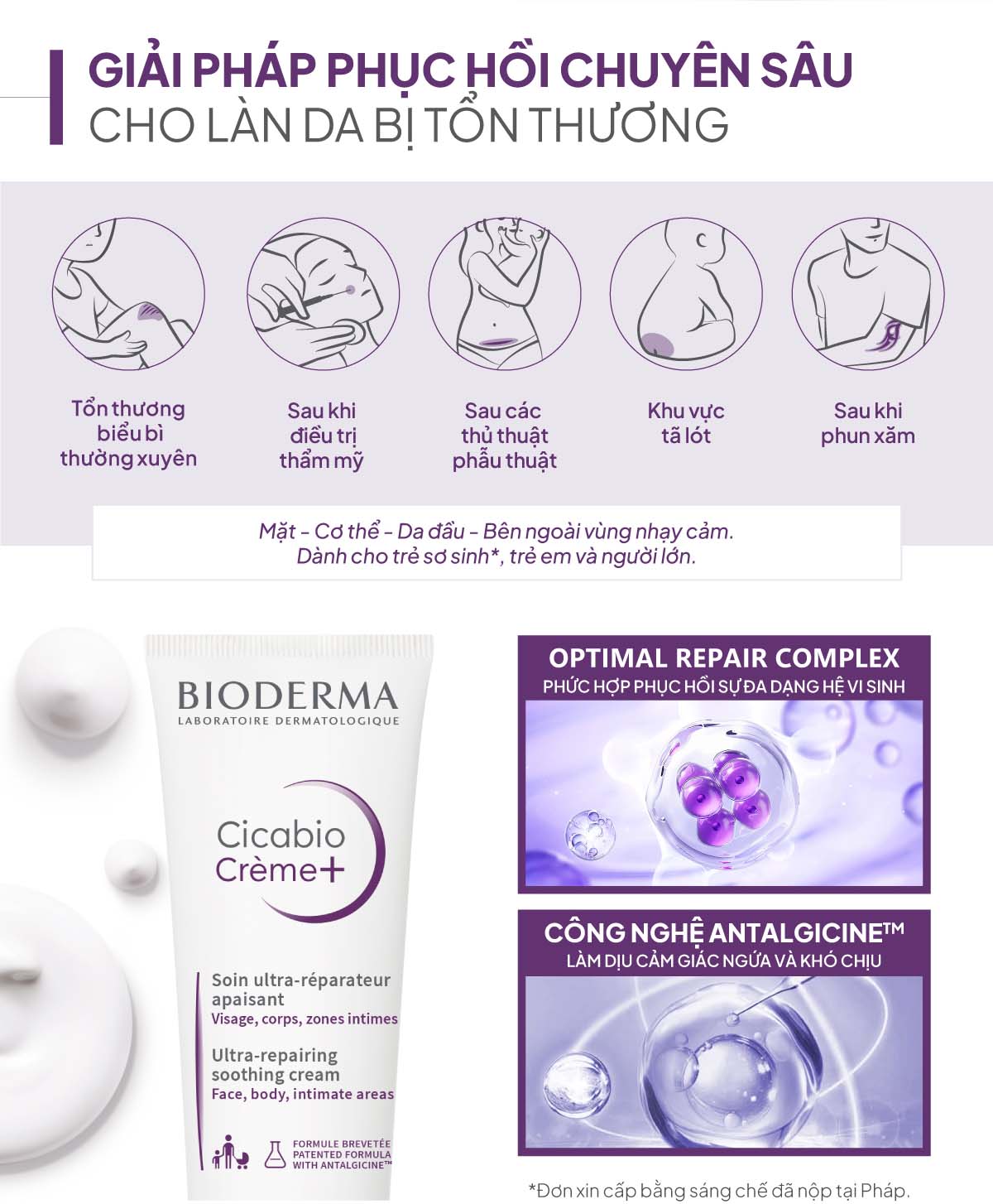 Kem phục hồi da tổn thương và ngăn ngừa sẹo Bioderma Cicabio Crème+ 40ml