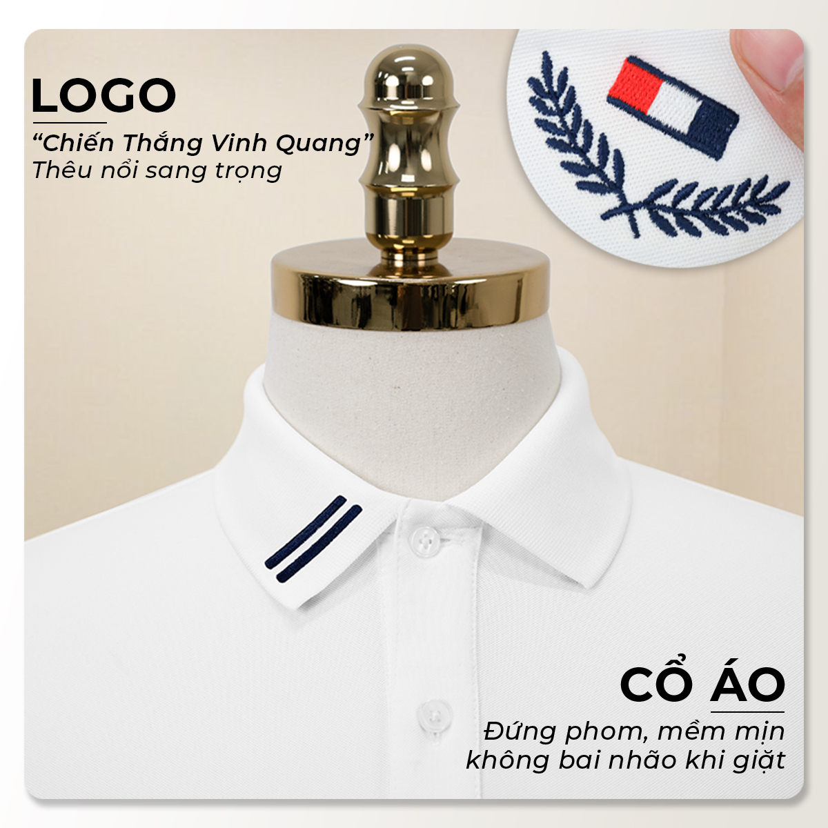 Đường may tỉ mỉ áo polo nam SIXMEN