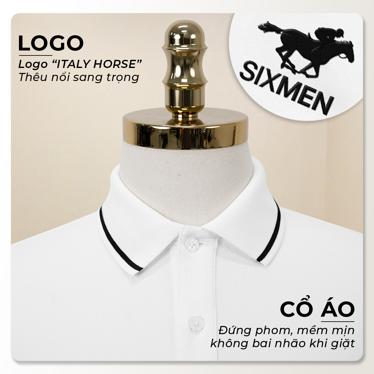 Mô tả Áo polo nam cao cấp SIXMEN [Tặng Kèm Hộp Quà] vải cá sấu FeelMax thoáng mát -  Polo ITALY HORSE - 6