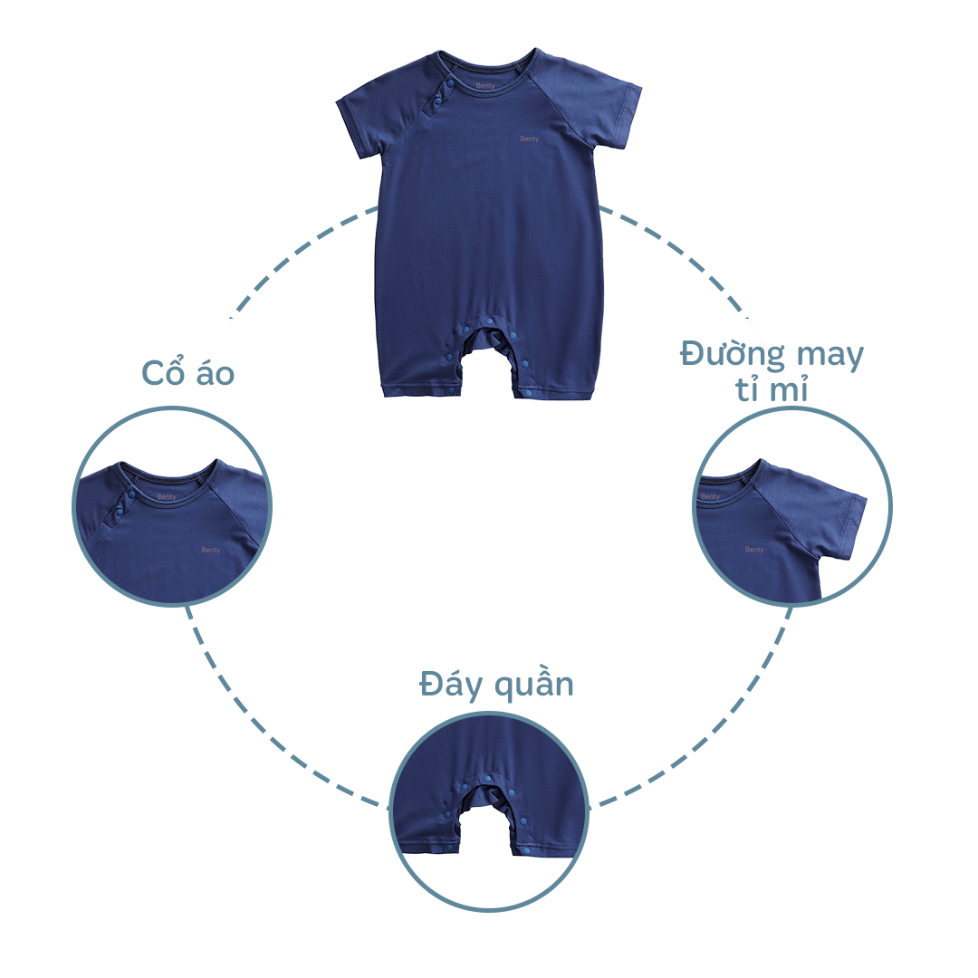 Mô tả Bộ body cộc tay cài chéo BENTY màu trơn,thiết kế tiện lợi,vải cotton an toàn da bé từ 0 đến 18 tháng - 1