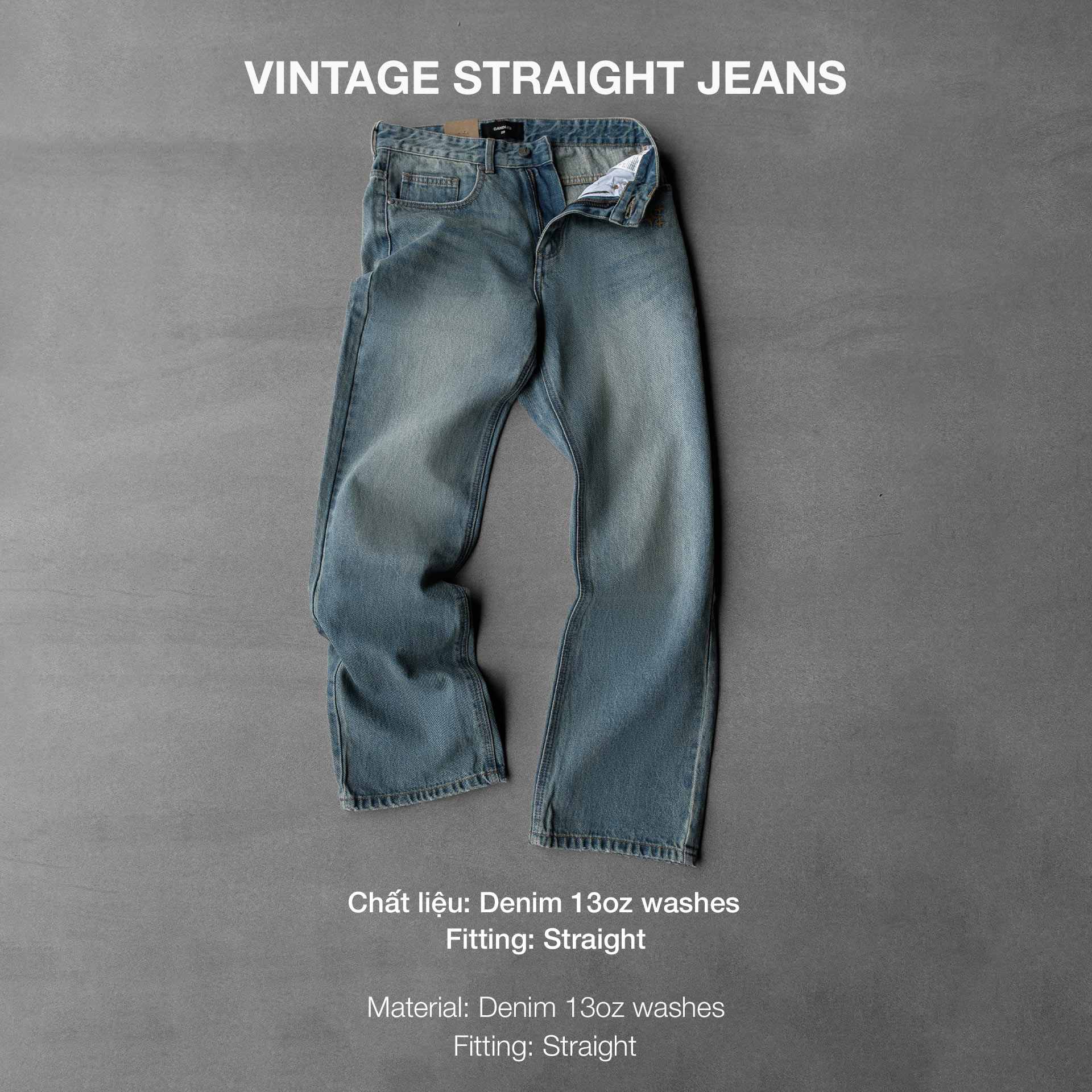 Mô tả Quần Jeans Candles Vintage Straight Unisex - 1