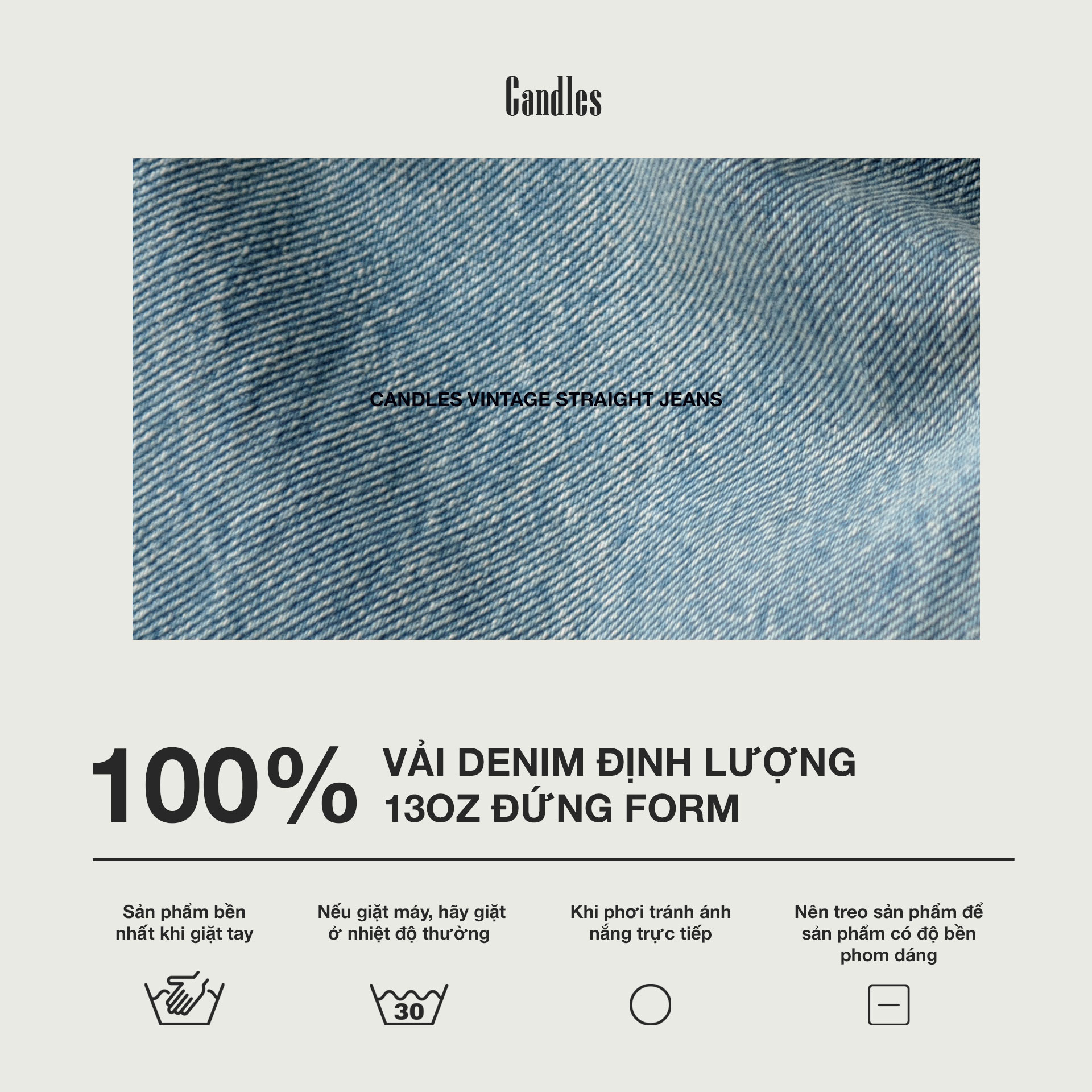 Mô tả Quần Jeans Candles Vintage Straight Unisex - 2