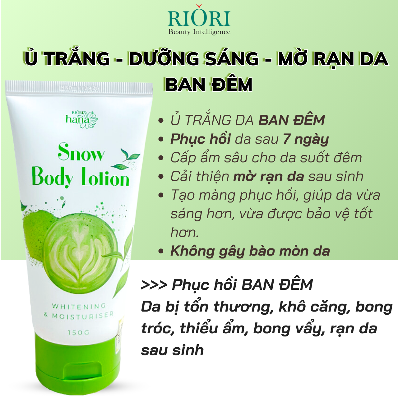 Mô tả Combo Body 3 tuýp dưỡng thể Chống Nắng - Ủ Trắng toàn diện RIORI HANA (150g/ chai) - 3