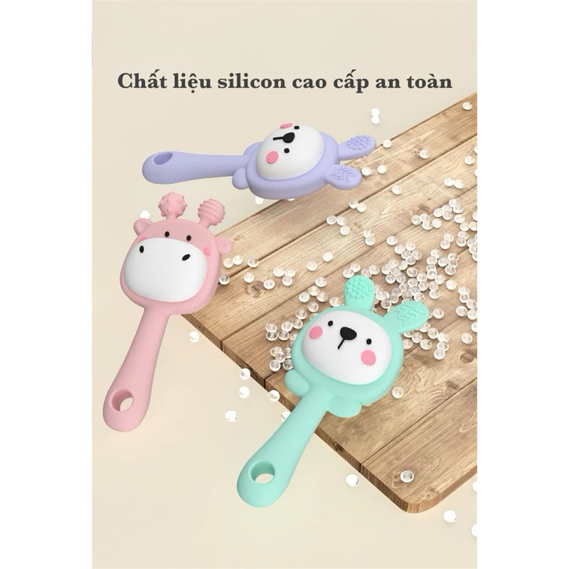 Mô tả Đồ Chơi Lục Lạc KidAndMom Xúc Xắc Gặm Nướu Cầm Tay Silicone Phát triển Nghe Nhìn - 2