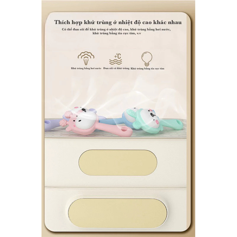 Mô tả Đồ Chơi Lục Lạc KidAndMom Xúc Xắc Gặm Nướu Cầm Tay Silicone Phát triển Nghe Nhìn - 5