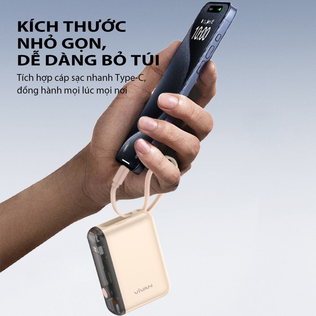 Mô tả Pin dự phòng mini VIVAN VPB-Q10 9600mAh tích hợp cáp - 4