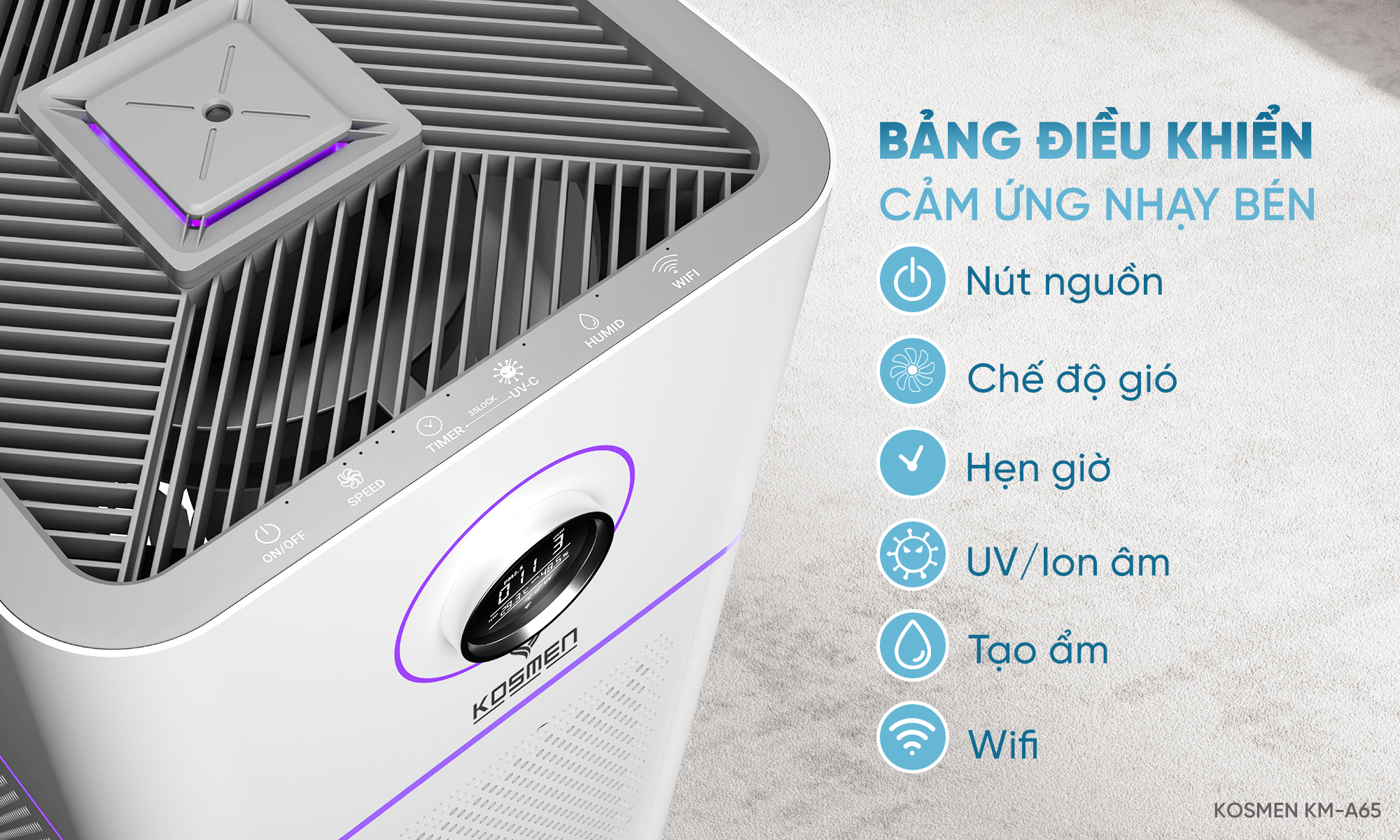 Mô tả Máy Lọc Không Khí Kosmen KM-A65 Lọc Bằng Ion âm - Hàng Chính Hãng BH 24 Tháng - 4
