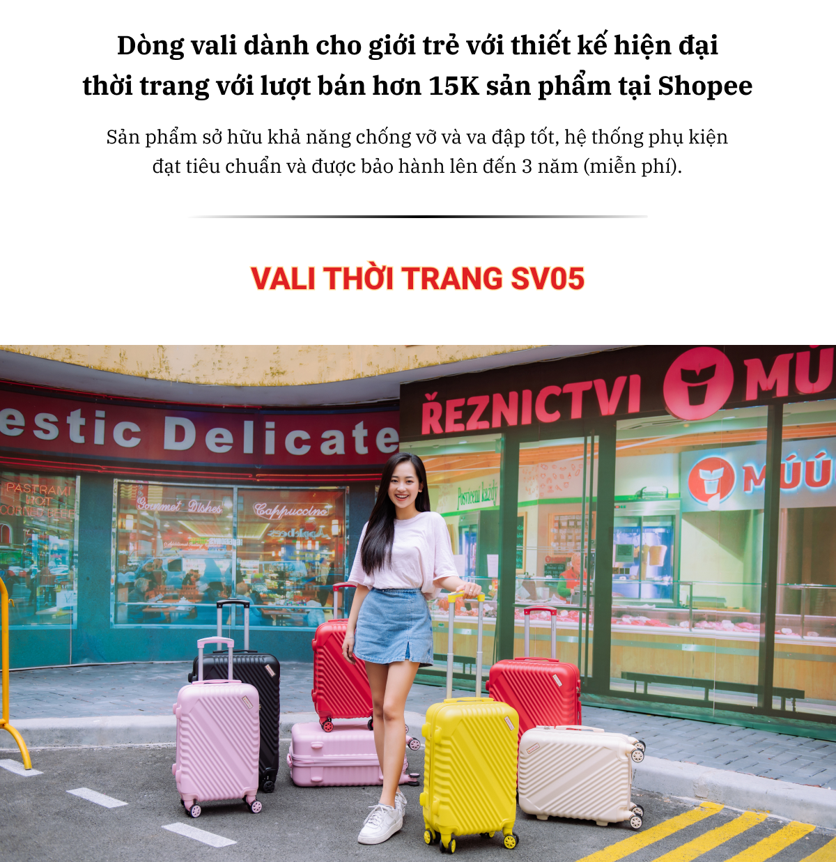 Mô tả Vali kéo du lịch - Vali Sunny SV05, Vali bán chạy Bền Đẹp nhựa ABS + PC bảo hành 3 năm - 1