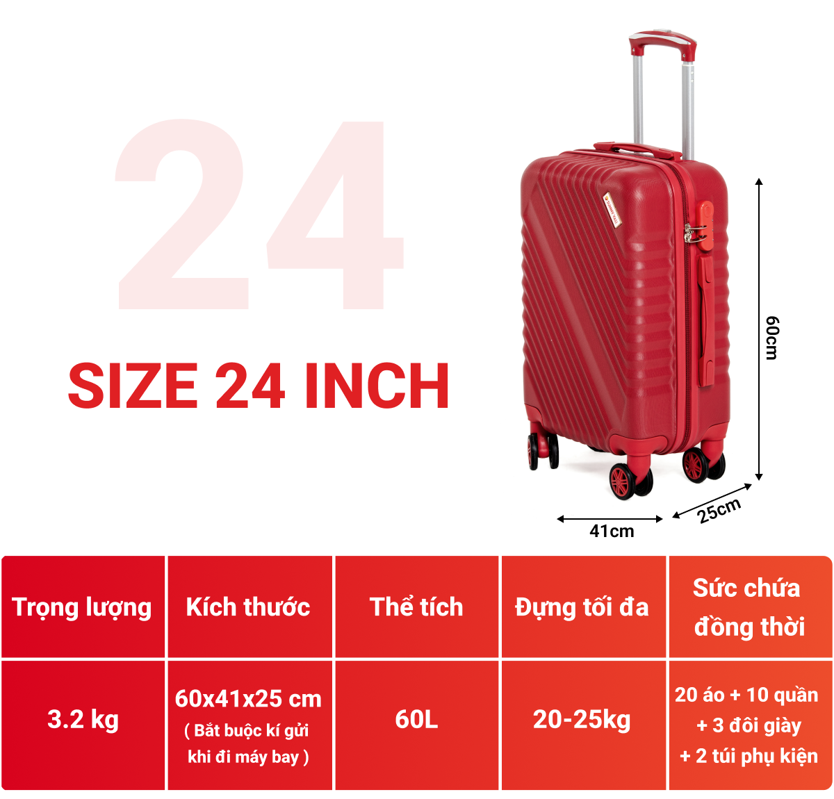 Mô tả Vali kéo du lịch - Vali Sunny SV05, Vali bán chạy Bền Đẹp nhựa ABS + PC bảo hành 3 năm - 5