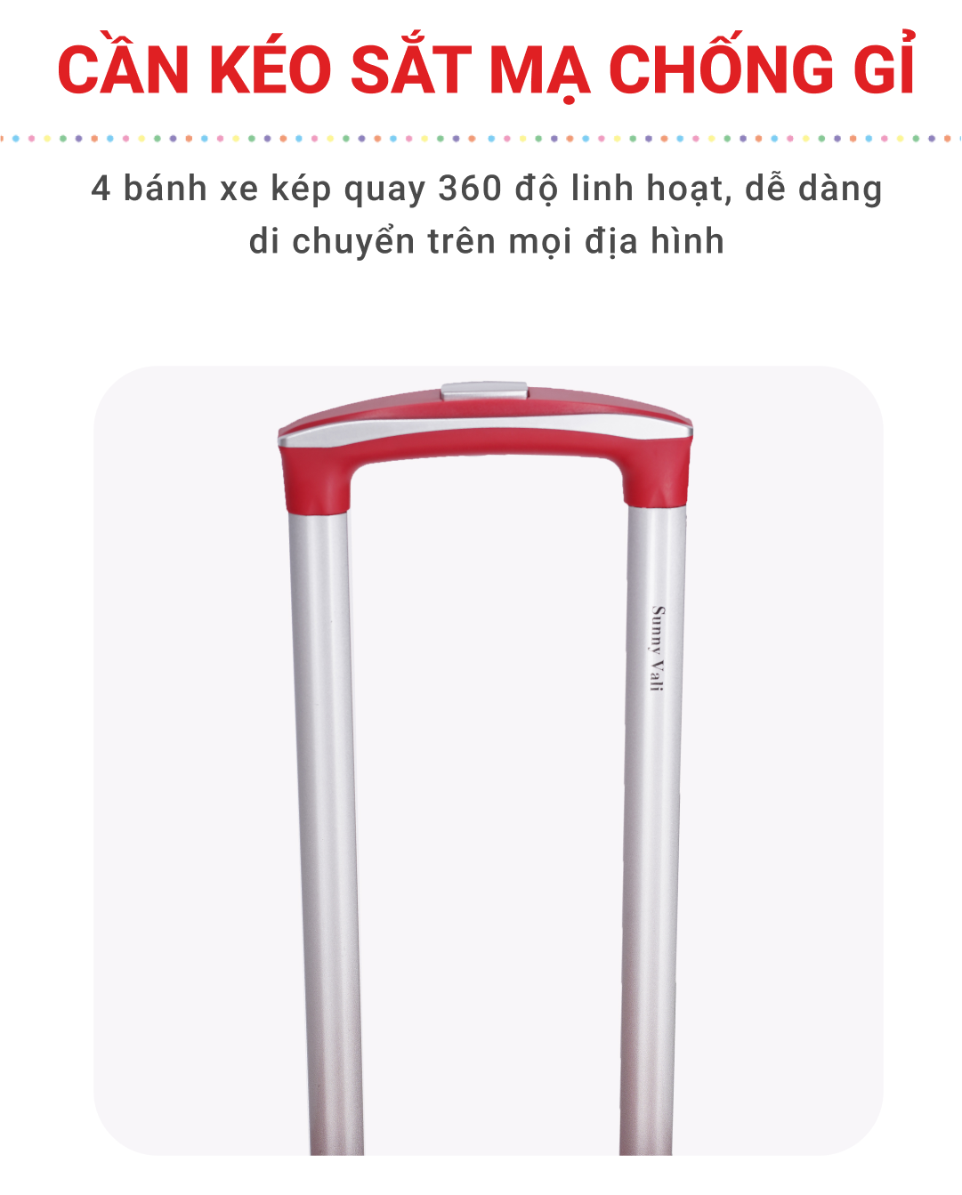 Mô tả Vali kéo du lịch - Vali Sunny SV05, Vali bán chạy Bền Đẹp nhựa ABS + PC bảo hành 3 năm - 10