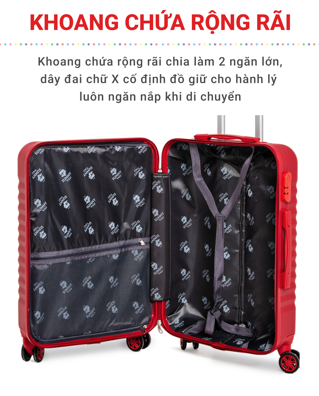 Mô tả Vali kéo du lịch - Vali Sunny SV05, Vali bán chạy Bền Đẹp nhựa ABS + PC bảo hành 3 năm - 11