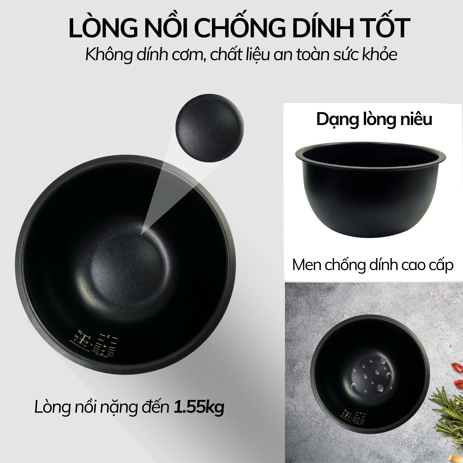 Mô tả Nồi cơm điện cao tần 16 chế độ nấu 1.8L Daewoo công suất 1200w DWRC-G411IH - 6