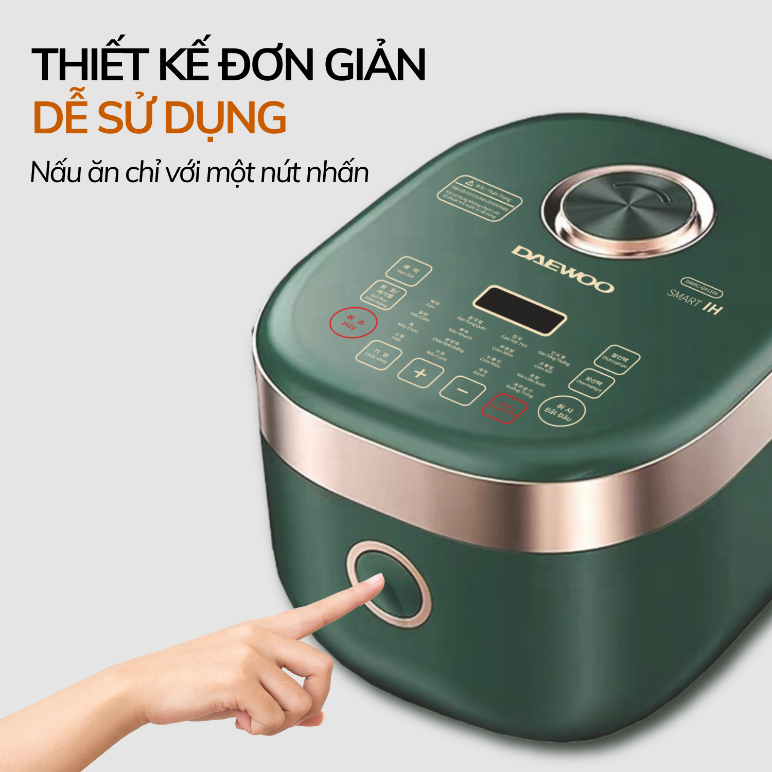 Mô tả Nồi cơm điện cao tần 16 chế độ nấu 1.8L Daewoo công suất 1200w DWRC-G411IH - 3