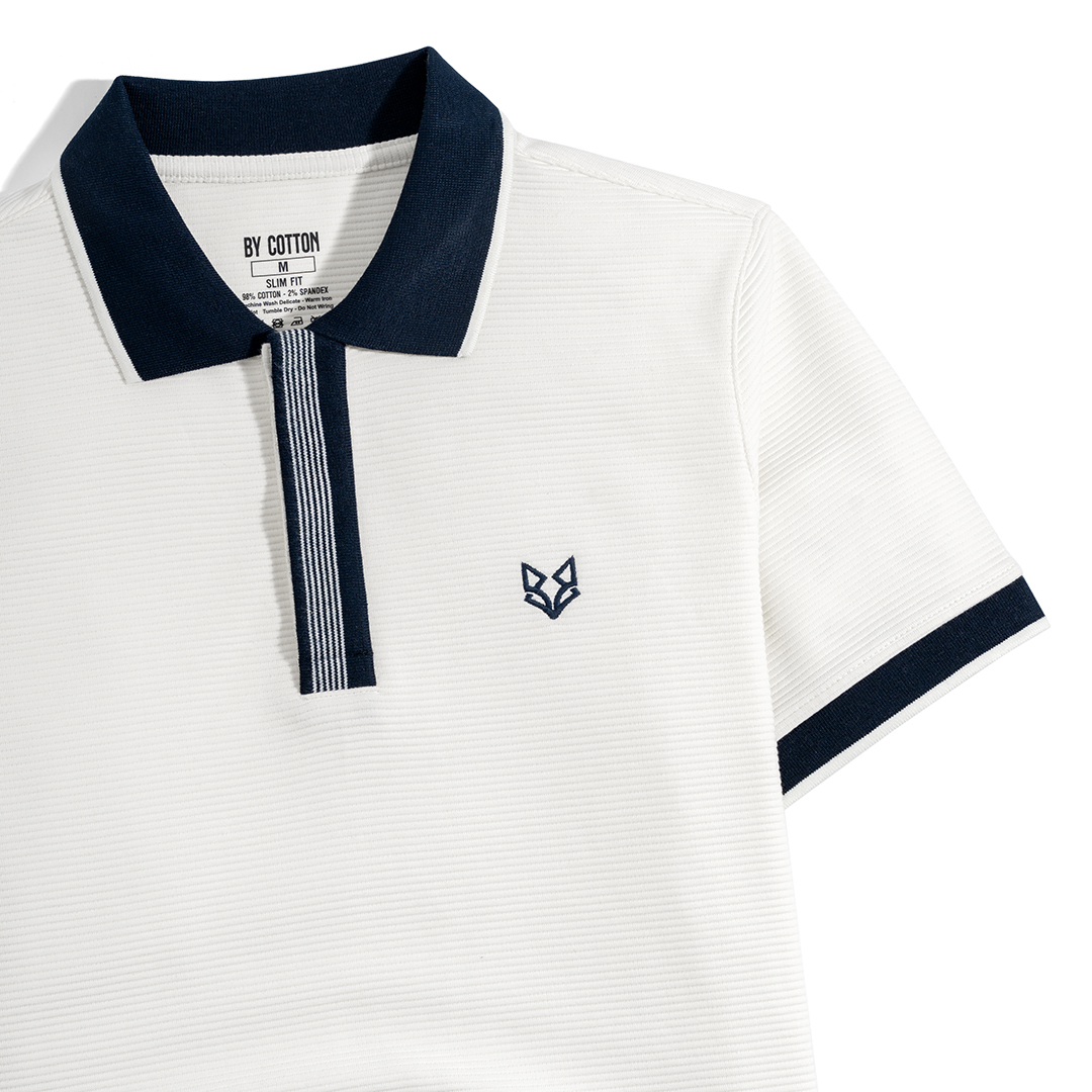 Mô tả Áo Thun Polo Nam Cao Cấp Gân Kem Thêu Fox Phối Bo By Cotton - 2