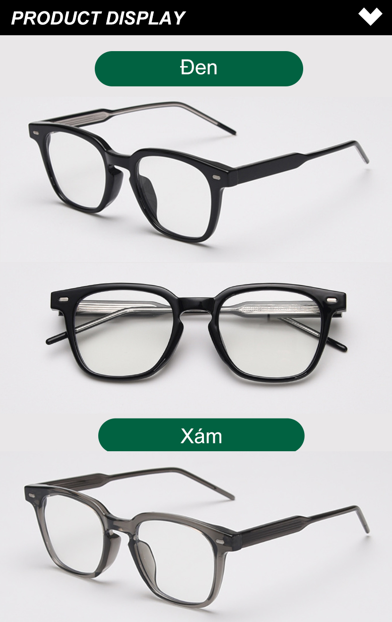 Mô tả Gọng kính cận thời trang nam nữ ANDU EYEWEAR dáng vuông KUBO chất liệu nhựa cốt kim loại 2116 - 9