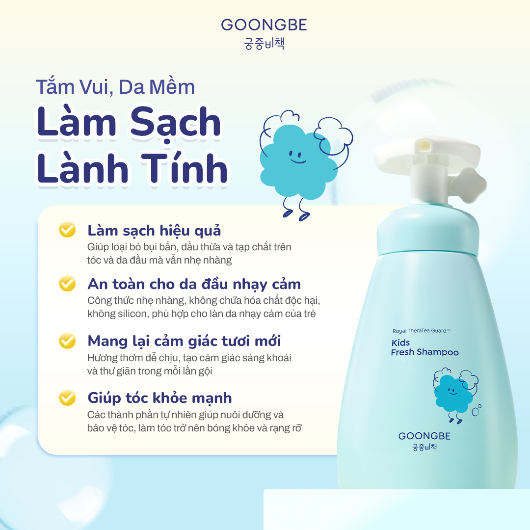 Mô tả Combo Dầu Gội + Sữa Tắm Trẻ Em GOONGBE Kids Thành Phần Dịu Nhẹ Cho Da Nhạy Cảm 300ml - 2