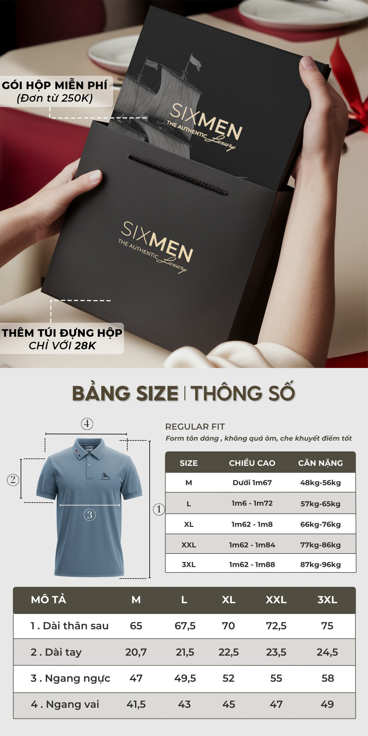 Mô tả Áo polo nam cao cấp MÃ ĐÁO THÀNH CÔNG [Tặng Hộp Gói Quà] Vải cá sấu FeelMax thoáng mát - SIXMEN - 10