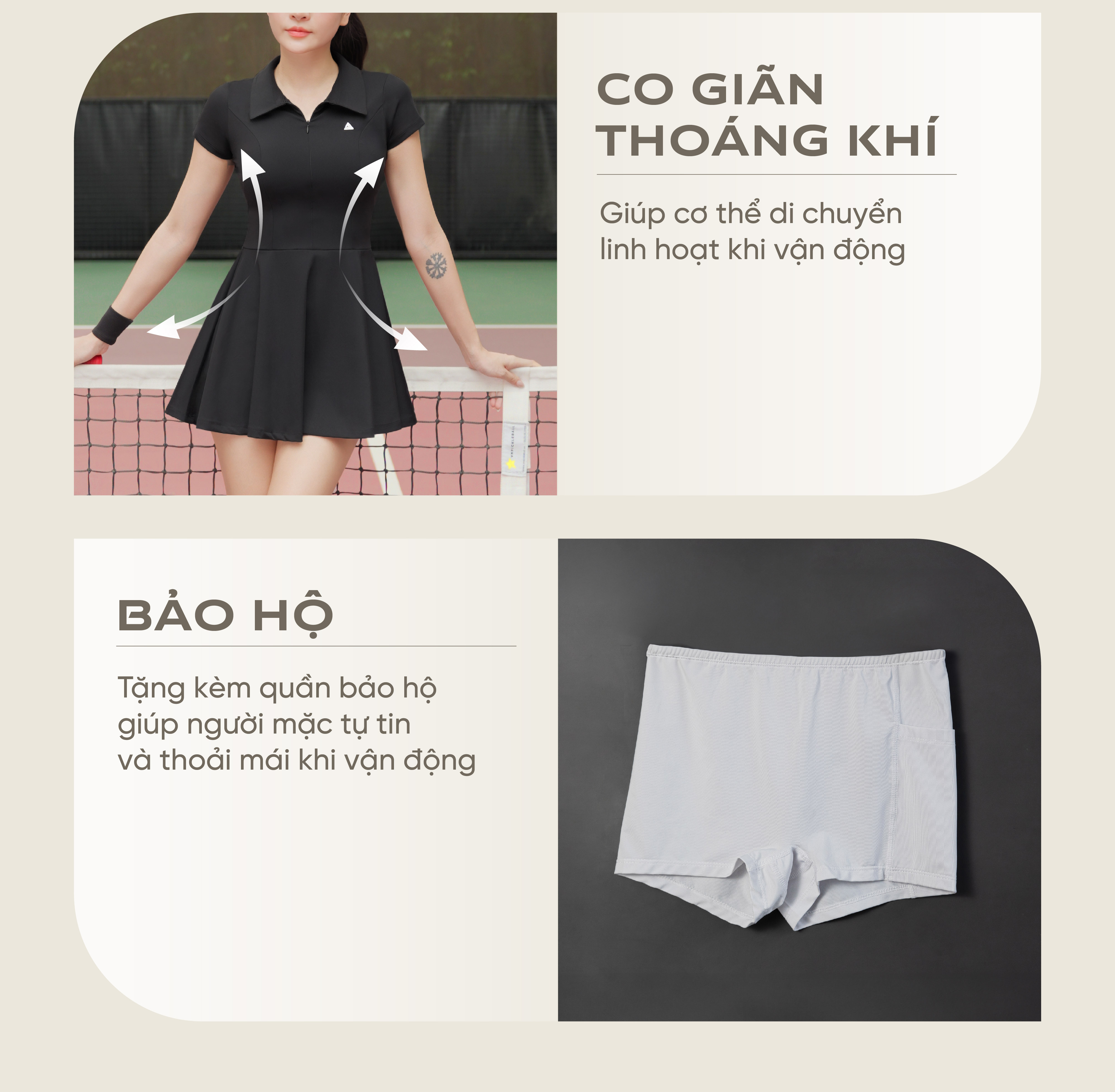 Mô tả Váy tennis thể thao nữ Fitme GOC pickleball tặng kèm quần bảo hộ chất liệu thun co giãn thoáng khí DTNN01 - 4