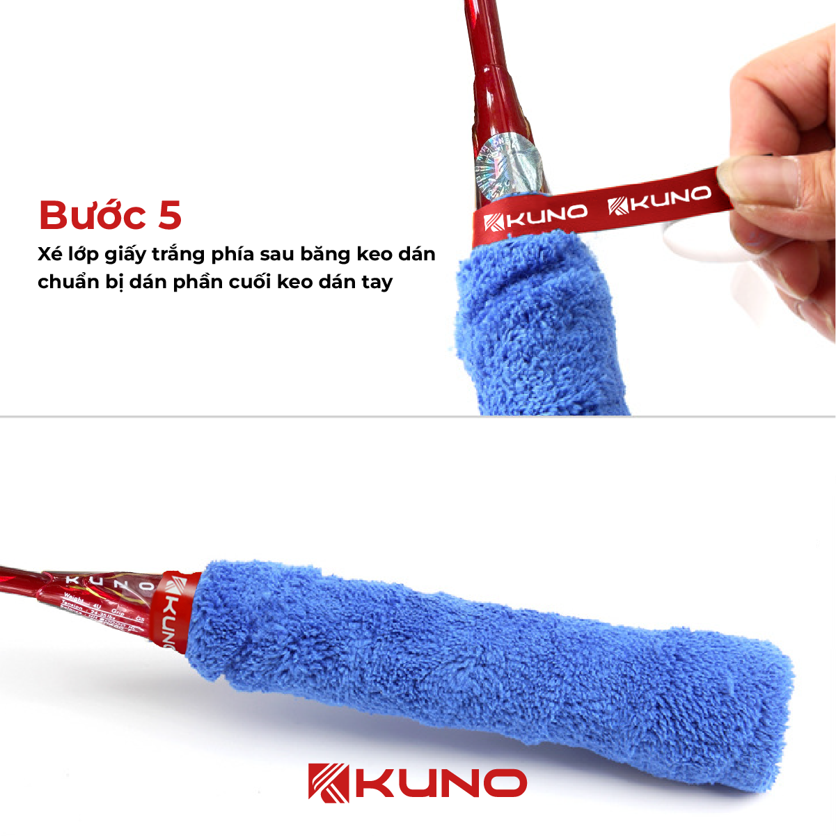 Mô tả Quấn Cán Vải vợt cầu lông QV10 KUNO Chính Hãng,dày,êm,mịn chống trơn túi 10 chiếc - 3