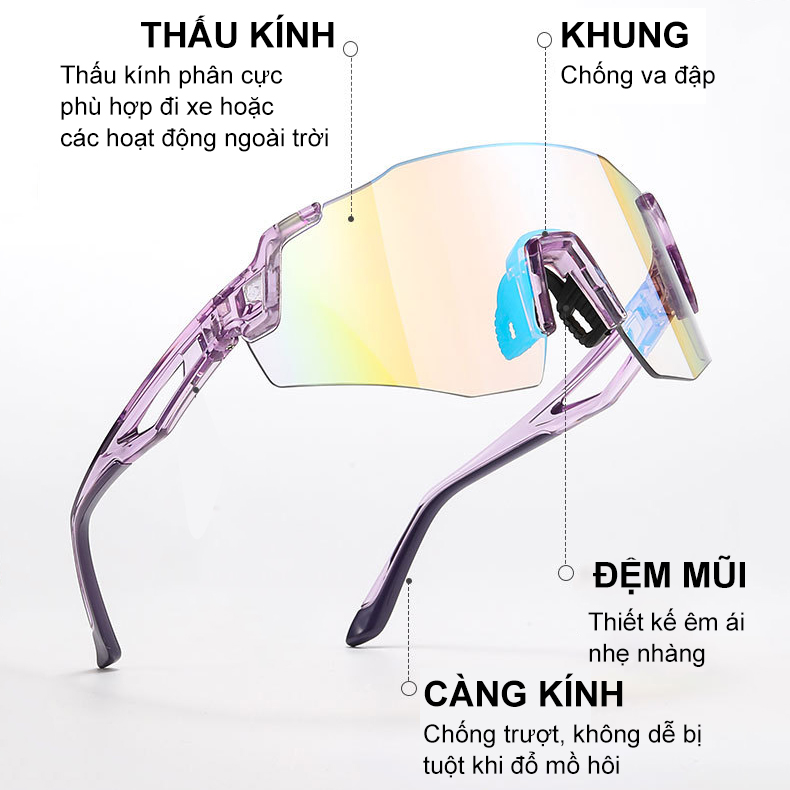 Mô tả Kính ĐỒI MÀU chắn bụi  ANDU phù hợp đi đường và hoạt động ngoài trời kiểu dáng thể thao - 4