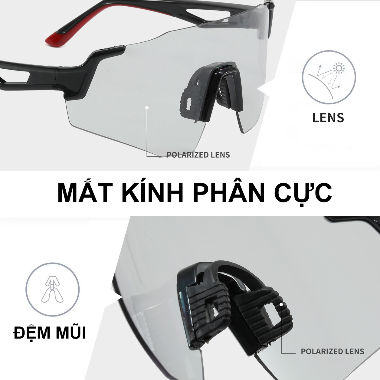 Mô tả Kính ĐỒI MÀU chắn bụi  ANDU phù hợp đi đường và hoạt động ngoài trời kiểu dáng thể thao - 6