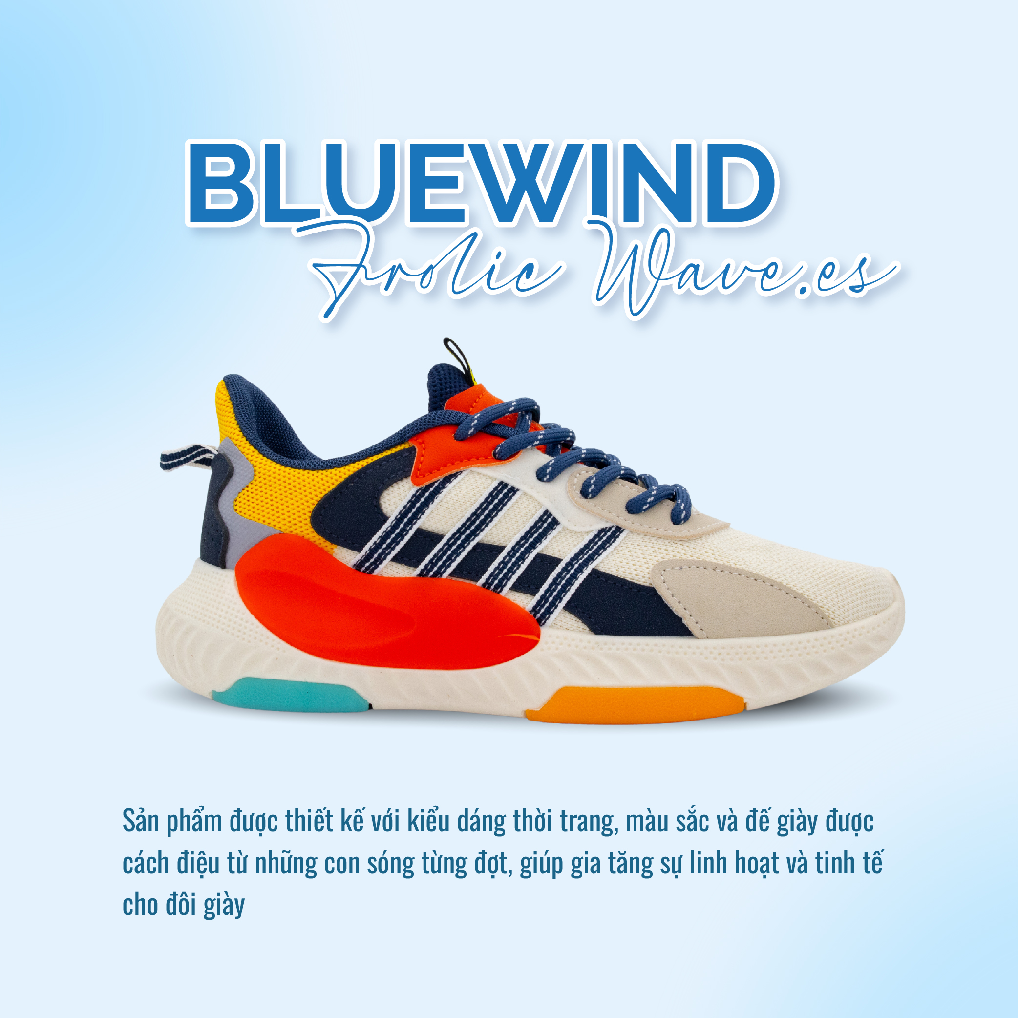 Mô tả Giày Thể Thao Nam Nữ BLUEWIND Frolic Wave.es Trẻ Trung Dễ Phối Đồ Vải Dệt Thoáng Khí 68371 - 1