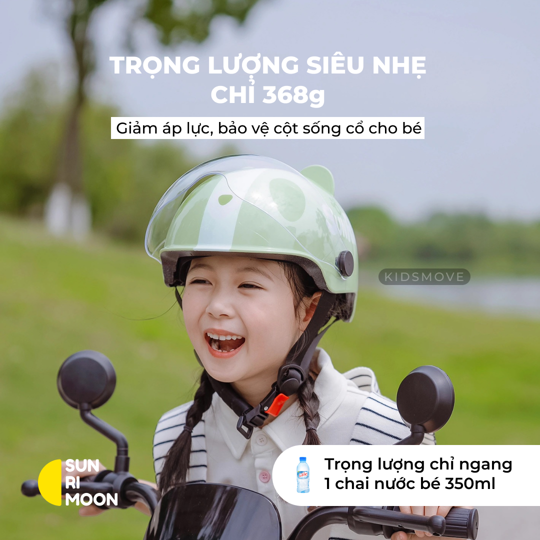 Mô tả Mũ bảo hiểm trẻ em có kính siêu nhẹ Sunrimoon WT-074, cho bé 3-14 tuổi, có chỉnh size vòng đầu - 1