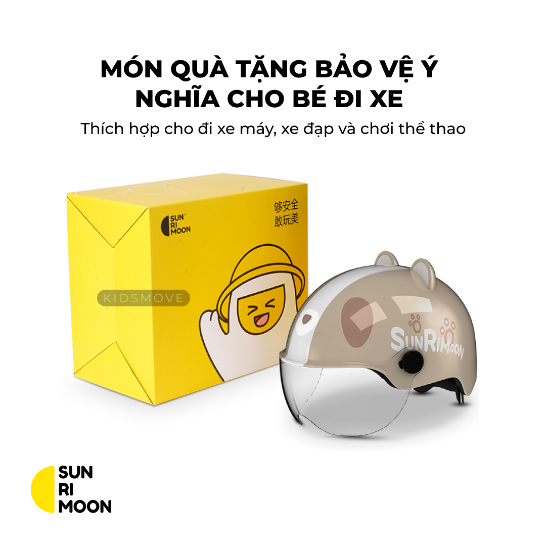 Mô tả Mũ bảo hiểm trẻ em có kính siêu nhẹ Sunrimoon WT-074, cho bé 3-14 tuổi, có chỉnh size vòng đầu - 4