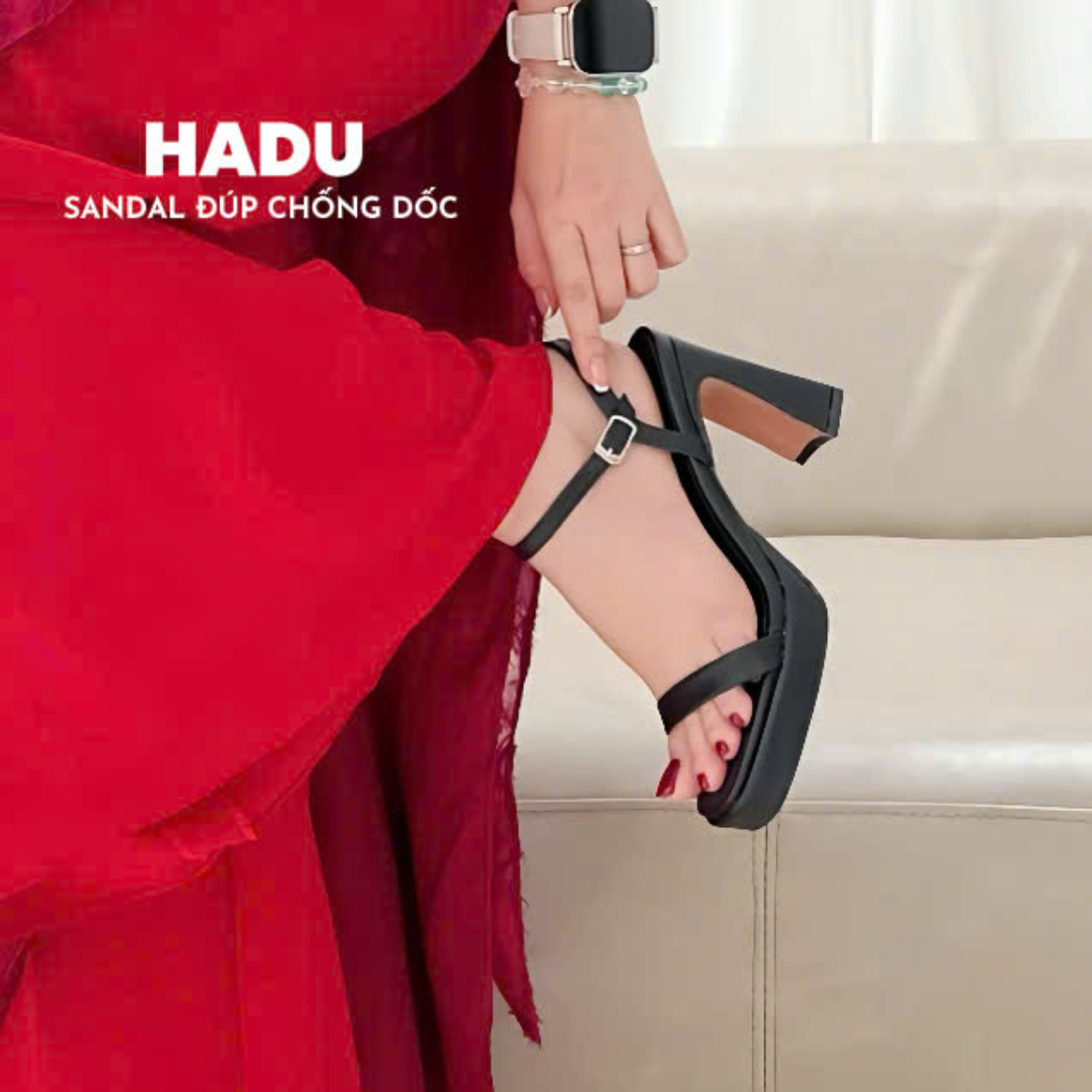 Giày Sandal Gót Vuông HADU M1029 - Ảnh 12
