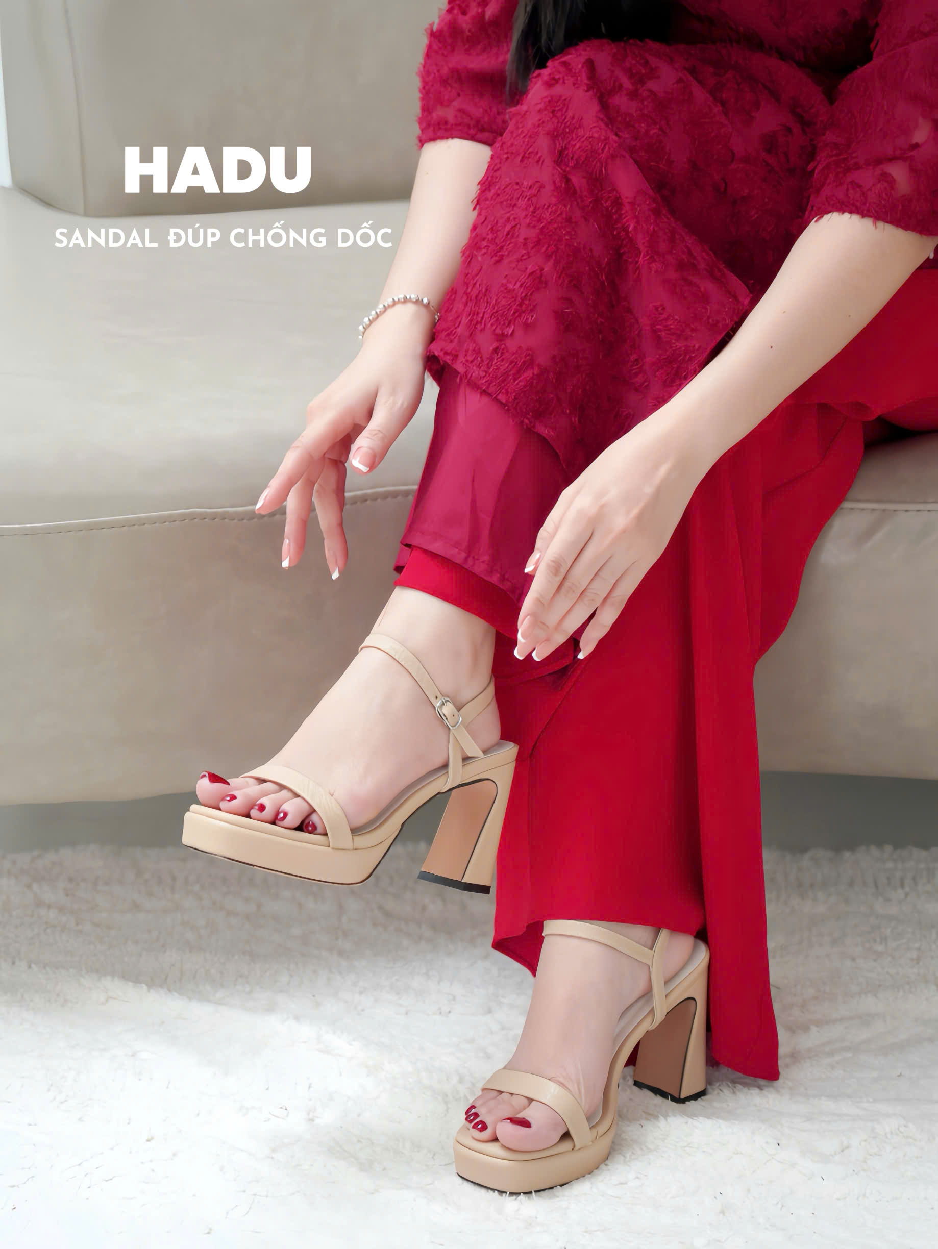 Giày Sandal Gót Vuông HADU M1029 - Ảnh 8
