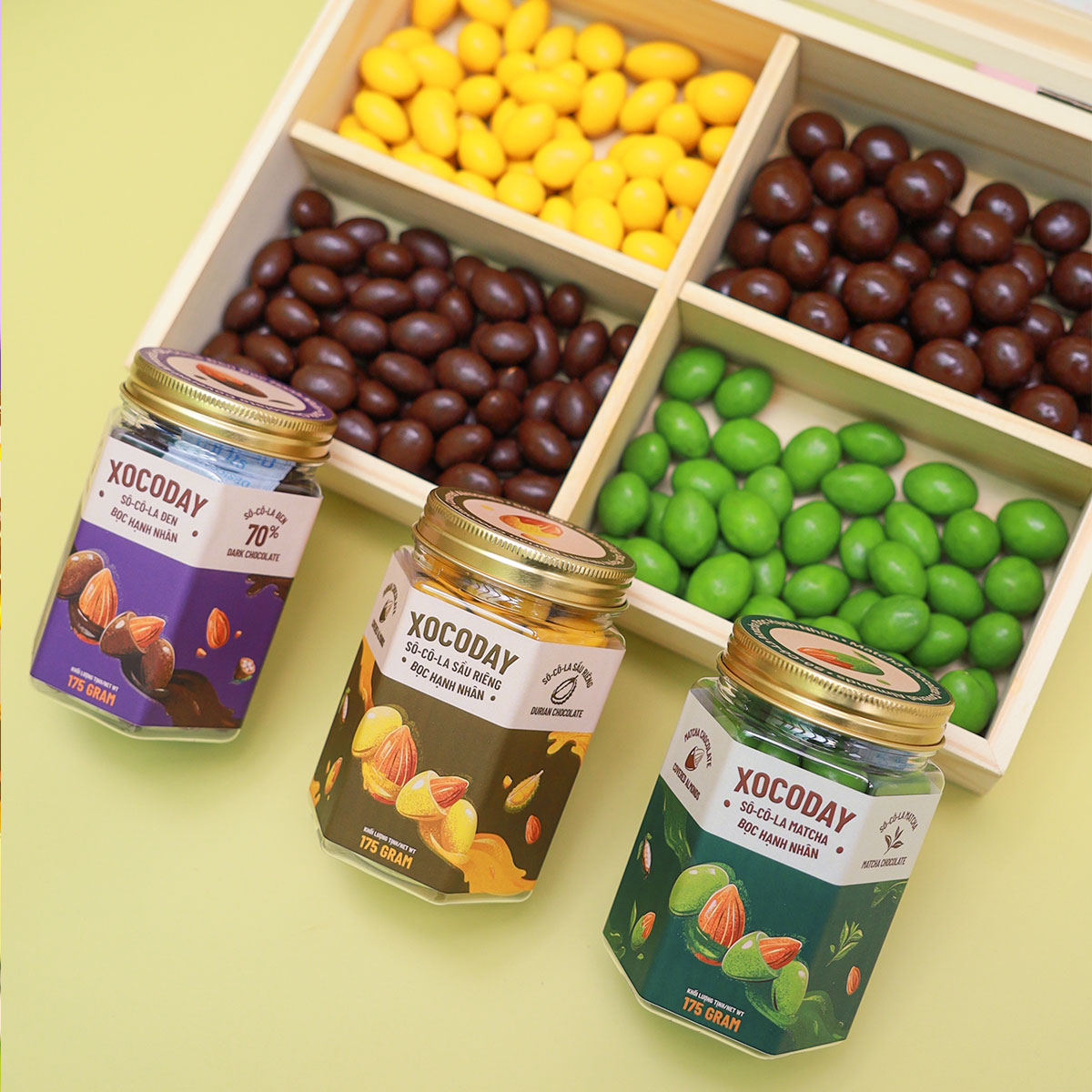 Mô tả Sô-cô-la đen bọc hạnh nhân Xocoday - Hủ 175g - HeydayCacao - 3
