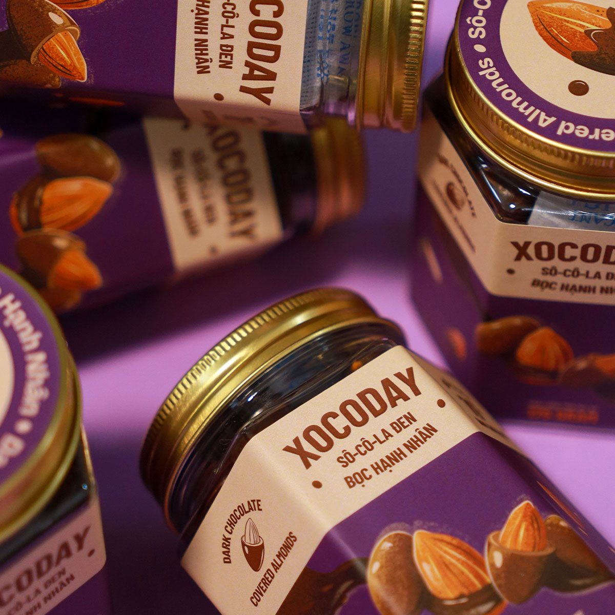 Mô tả Sô-cô-la đen bọc hạnh nhân Xocoday - Hủ 175g - HeydayCacao - 2