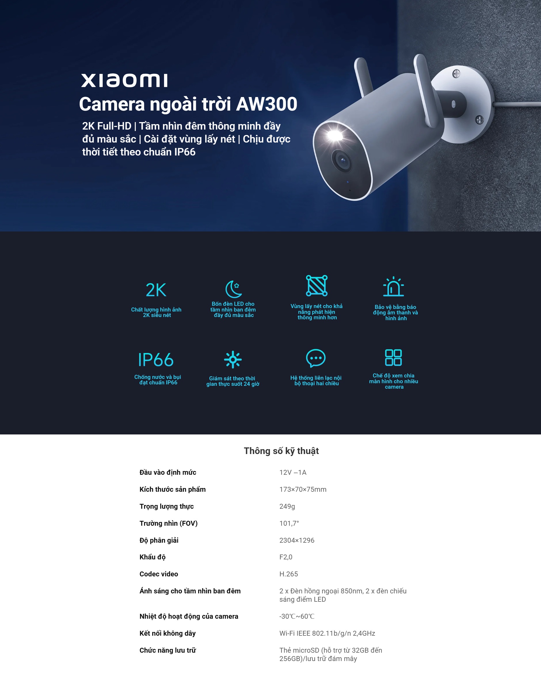 Mô tả Camera Ngoài Trời Xiaomi Outdoor Camera CW300 2.5K ,  AW300 2K , AW200 Full HD (Bản quốc tế - Bảo hành 12 tháng) - 3