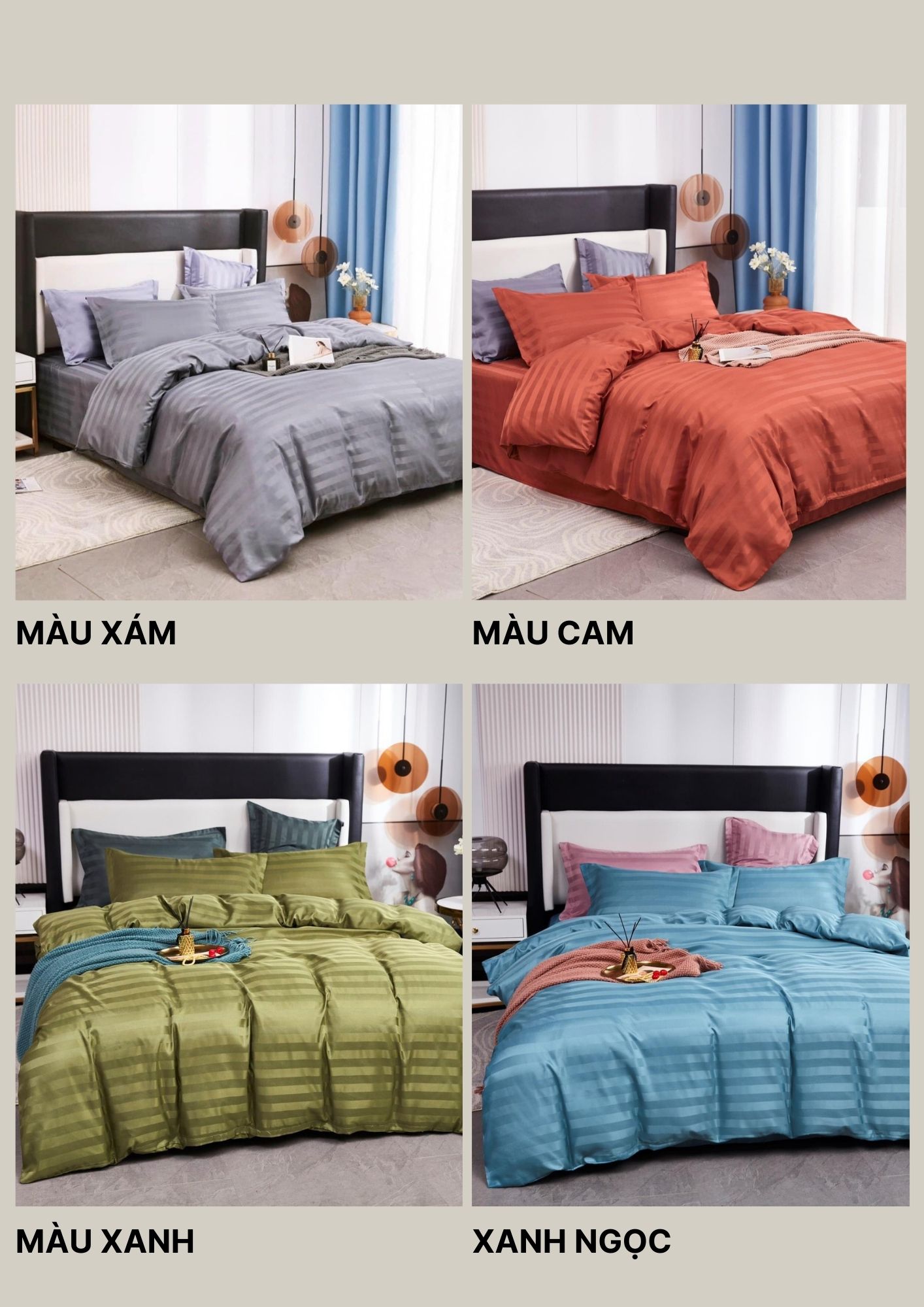 Mô tả Bộ Ga Giường 5 Món He thong NEM Cao Cấp Set Bộ Vỏ Chăn Ga Gối Nệm Đệm 5 Món Vải Cotton Trải Giường Chuẩn Khách Sạn - 2