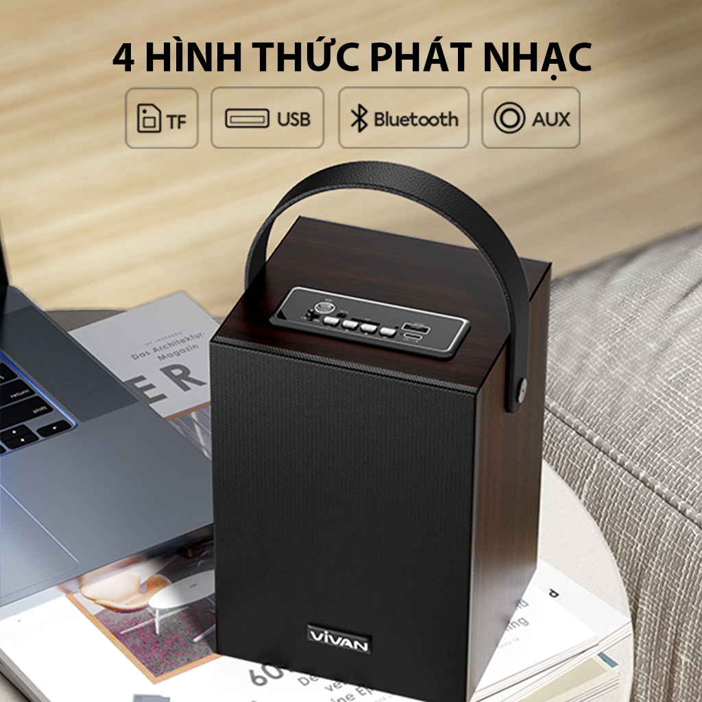 Mô tả Loa Bluetooth Karaoke phong cách cổ điển Đen VIVAN VS35 công suất 5W - 5