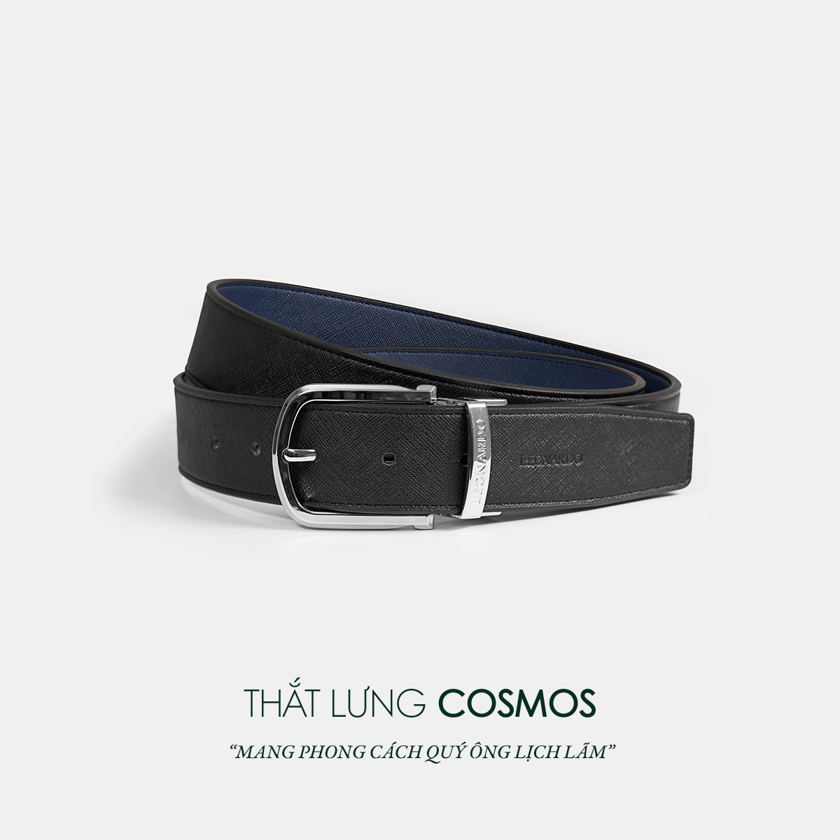 Mô tả Thắt Lưng Da Nam Cosmos Chất Liệu Da Microfiber Bền Bỉ Thương Hiệu LEONARDO - 1