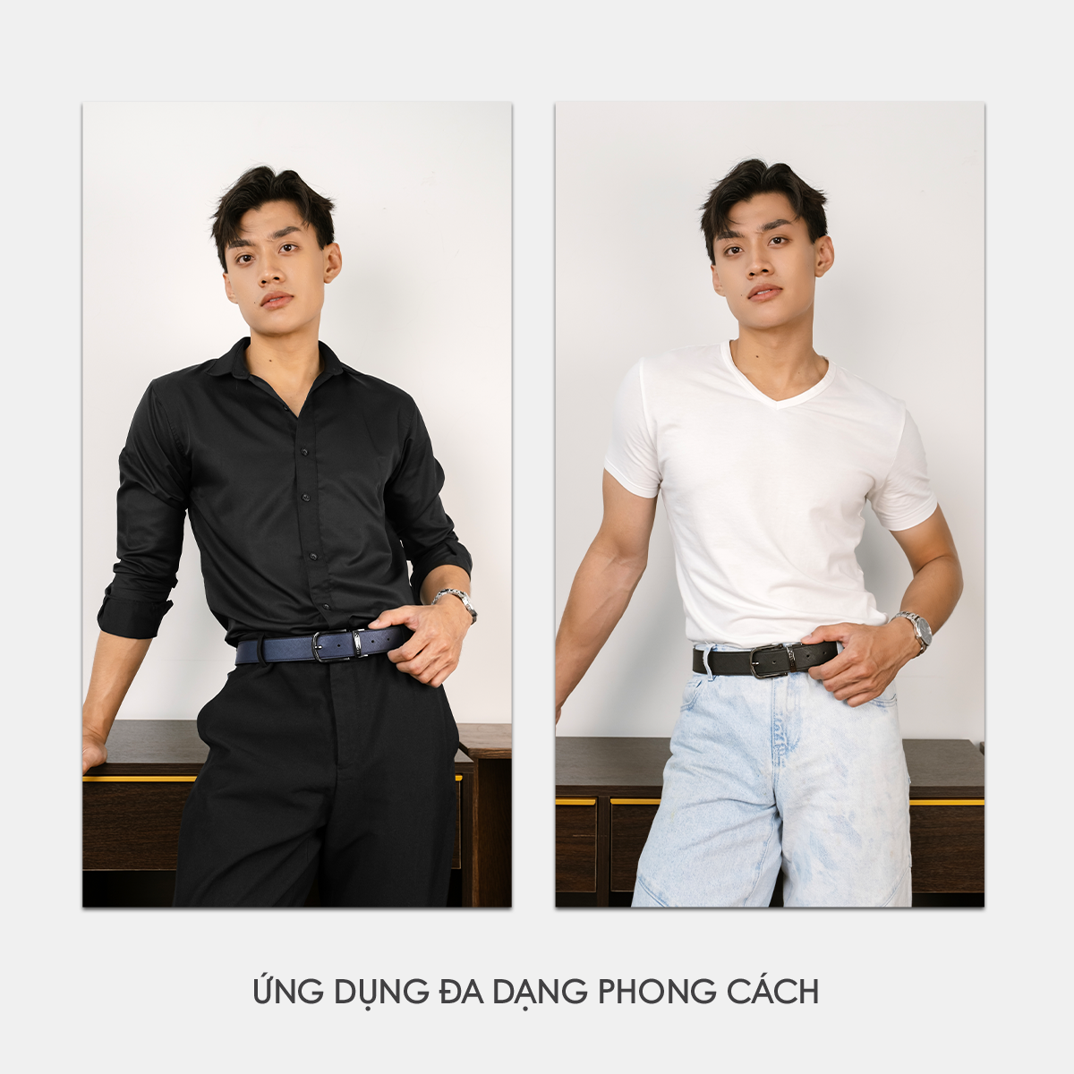 Mô tả Thắt Lưng Da Nam Cosmos Chất Liệu Da Microfiber Bền Bỉ Thương Hiệu LEONARDO - 9