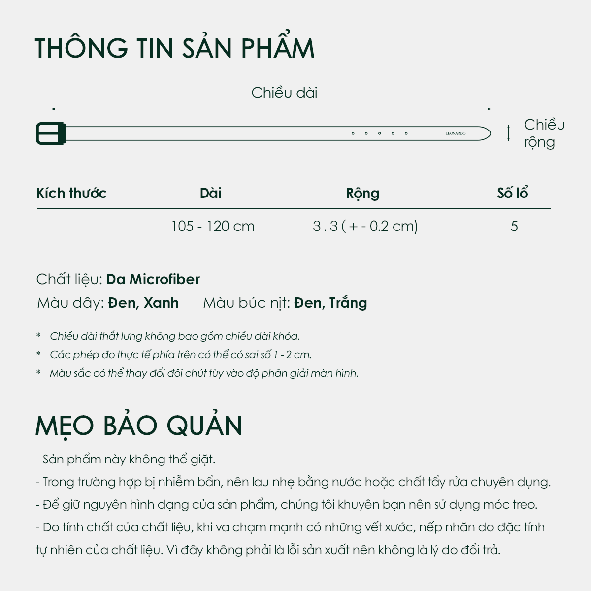 Mô tả Thắt Lưng Da Nam Cosmos Chất Liệu Da Microfiber Bền Bỉ Thương Hiệu LEONARDO - 10