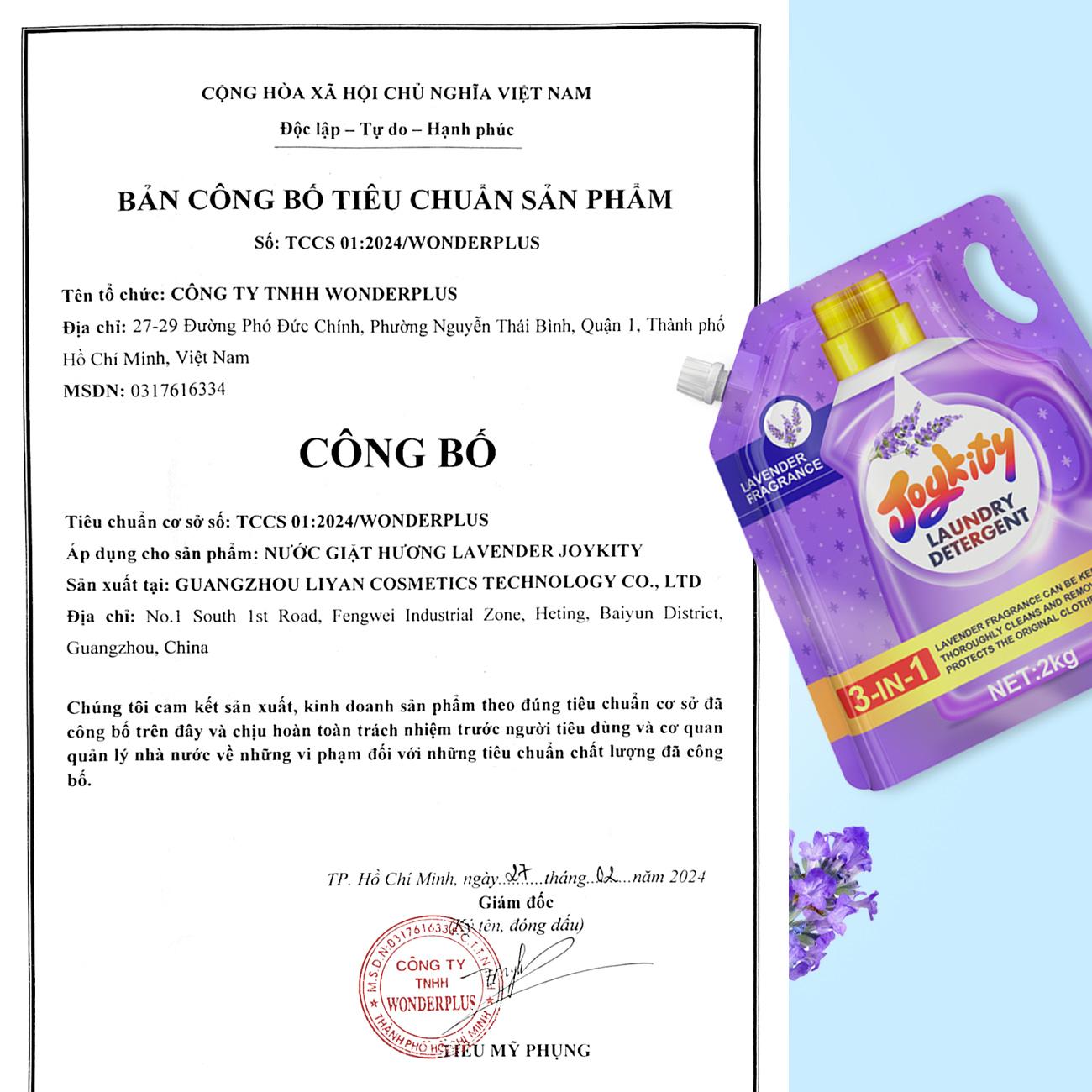 Mô tả Nước Giặt Joykity Hương Lavender túi 2L Dịu Nhẹ An Toàn Cho Da Lưu Hương 24 Tiếng - 1