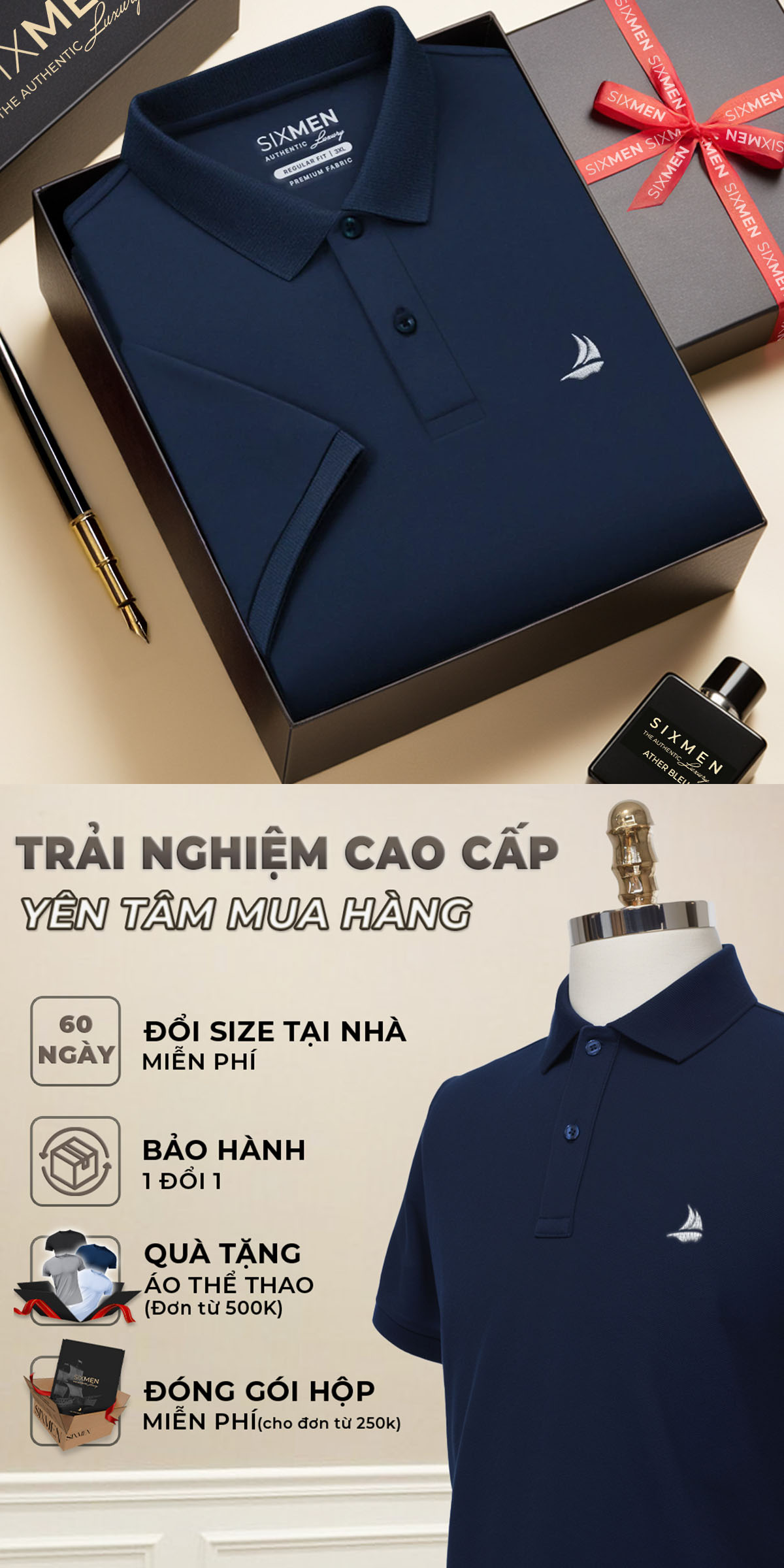 Chi tiết áo polo SIXMEN