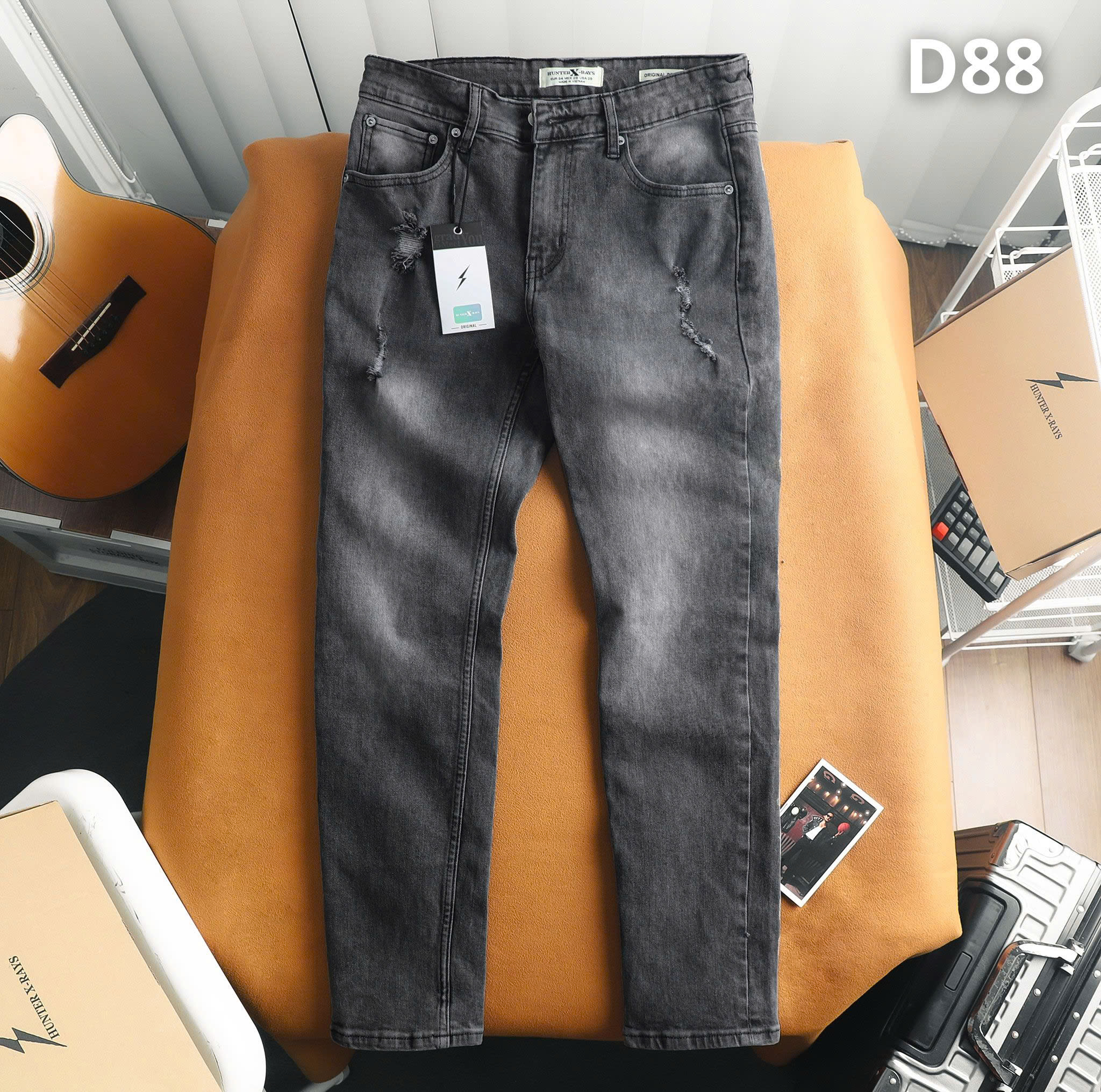 Mô tả Quần Dài Jeans Xám Rách Hunter Xrays D88 Menswear - Nam - 1
