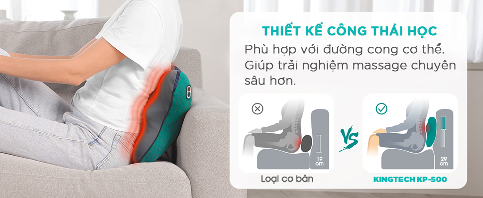 Mô tả Gối Massage Đa Năng Nhiệt Hồng Ngoại KINGTECH KP-500 - Chuyên Sâu Cổ Vai Gáy, Thắt Lưng - Chính Hãng - 4